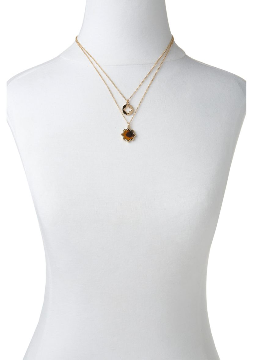 Gold Tone Tortoise Multi Row Necklace