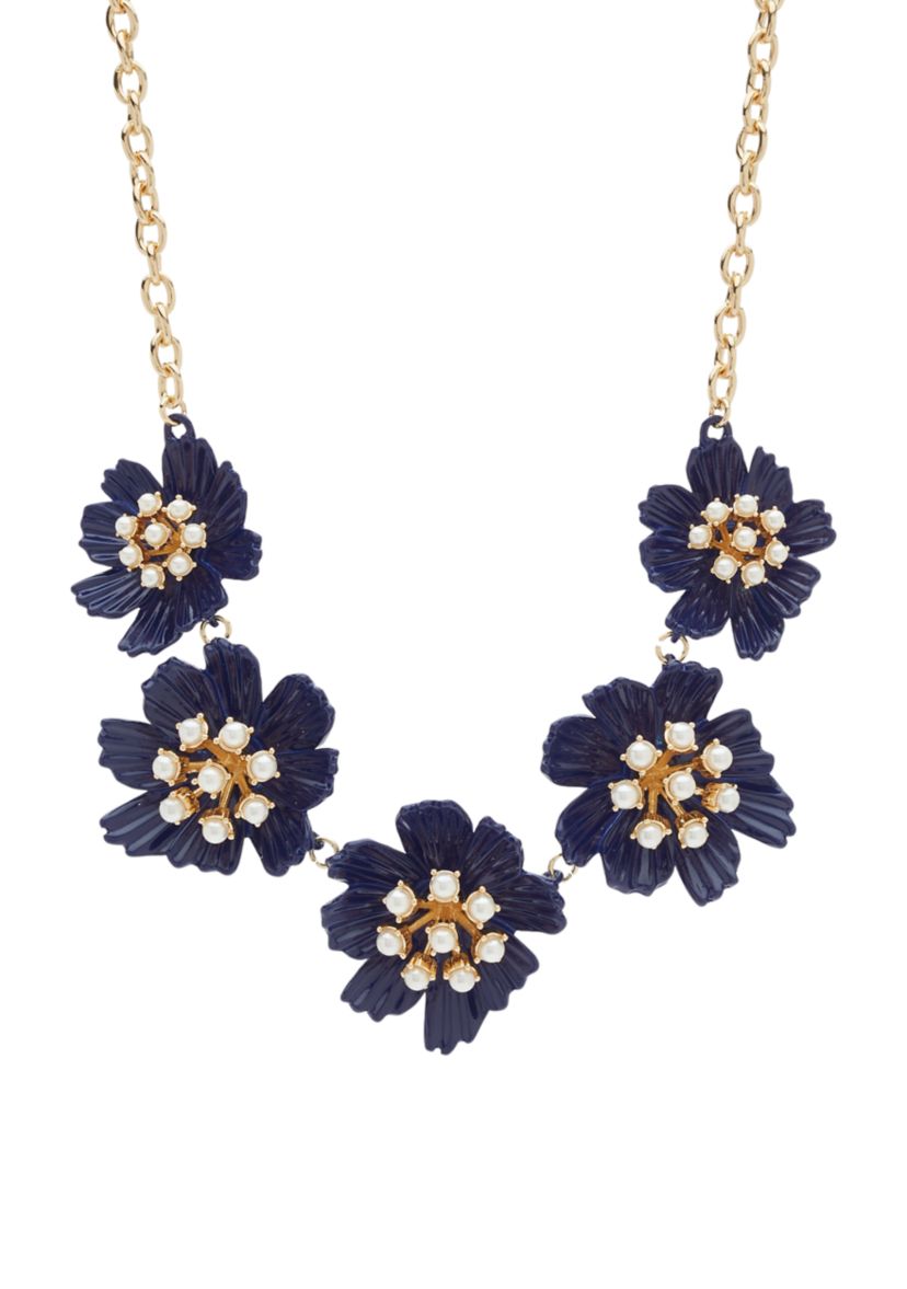 Gold Tone Flower Collar Necklace