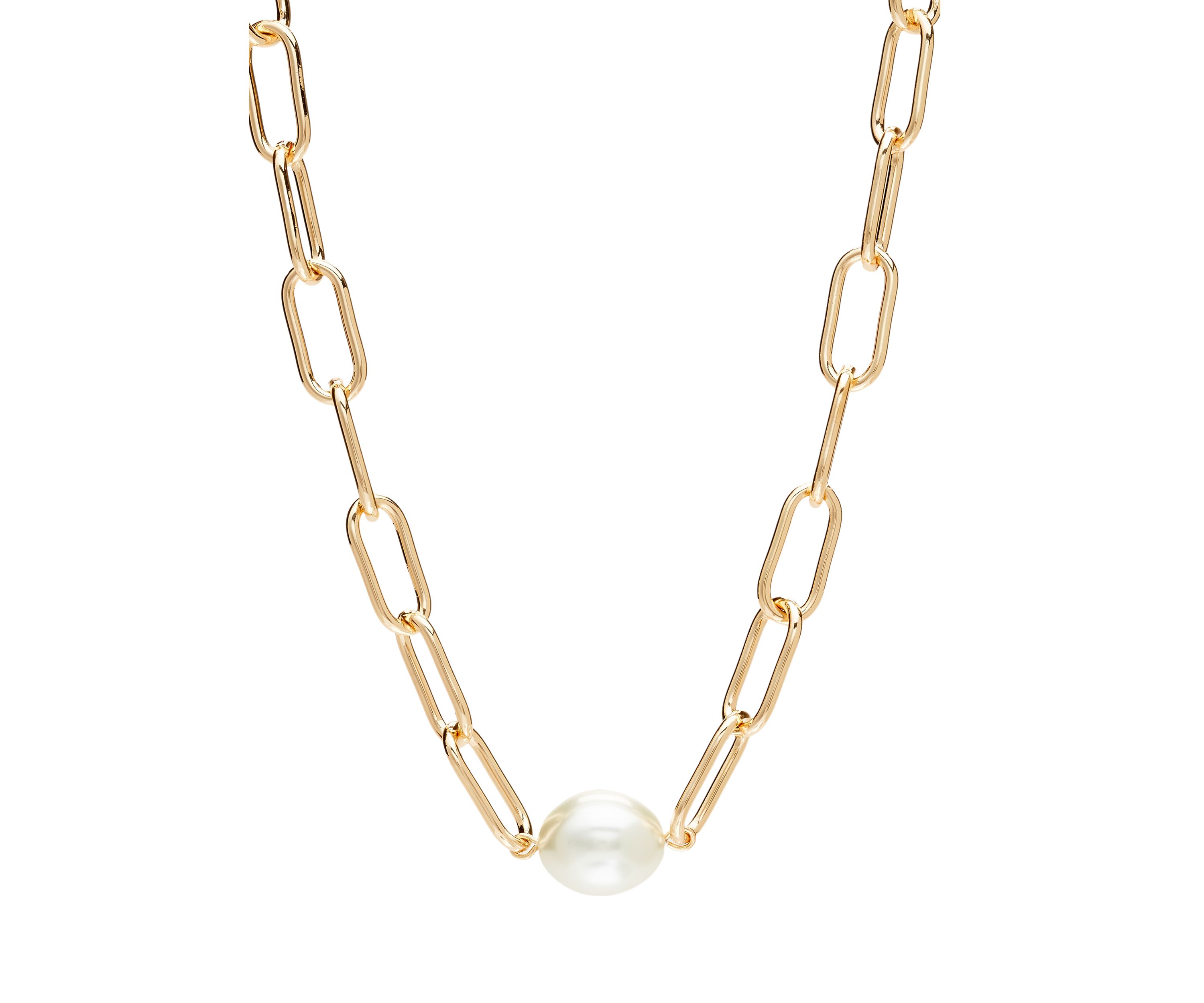 Gold Tone Pearl Multirow Mix Chain Necklace
