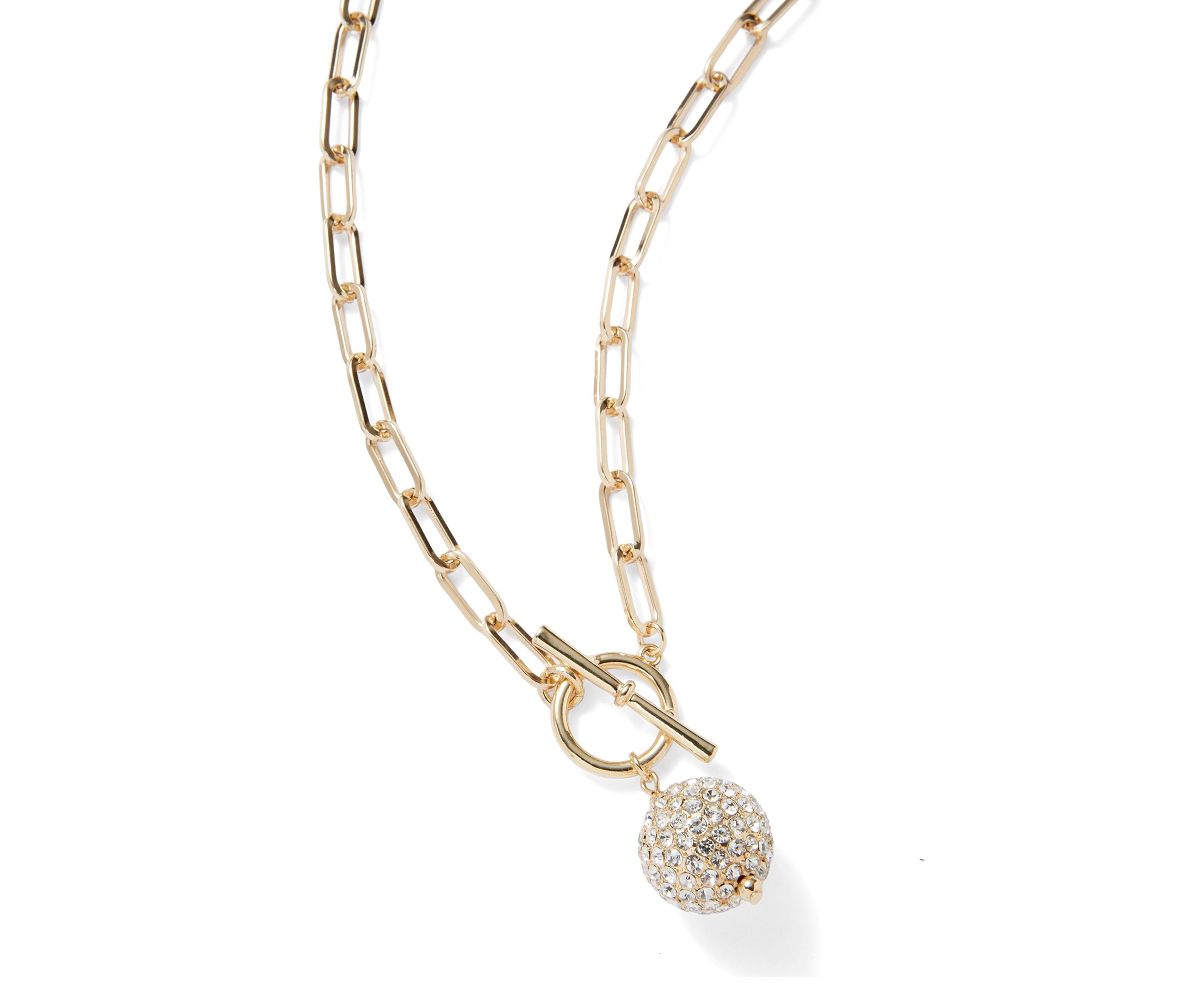 Gold Tone Fireball Toggle Necklace