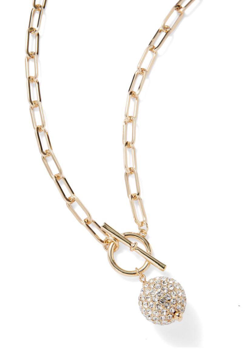 Gold Tone Fireball Toggle Necklace