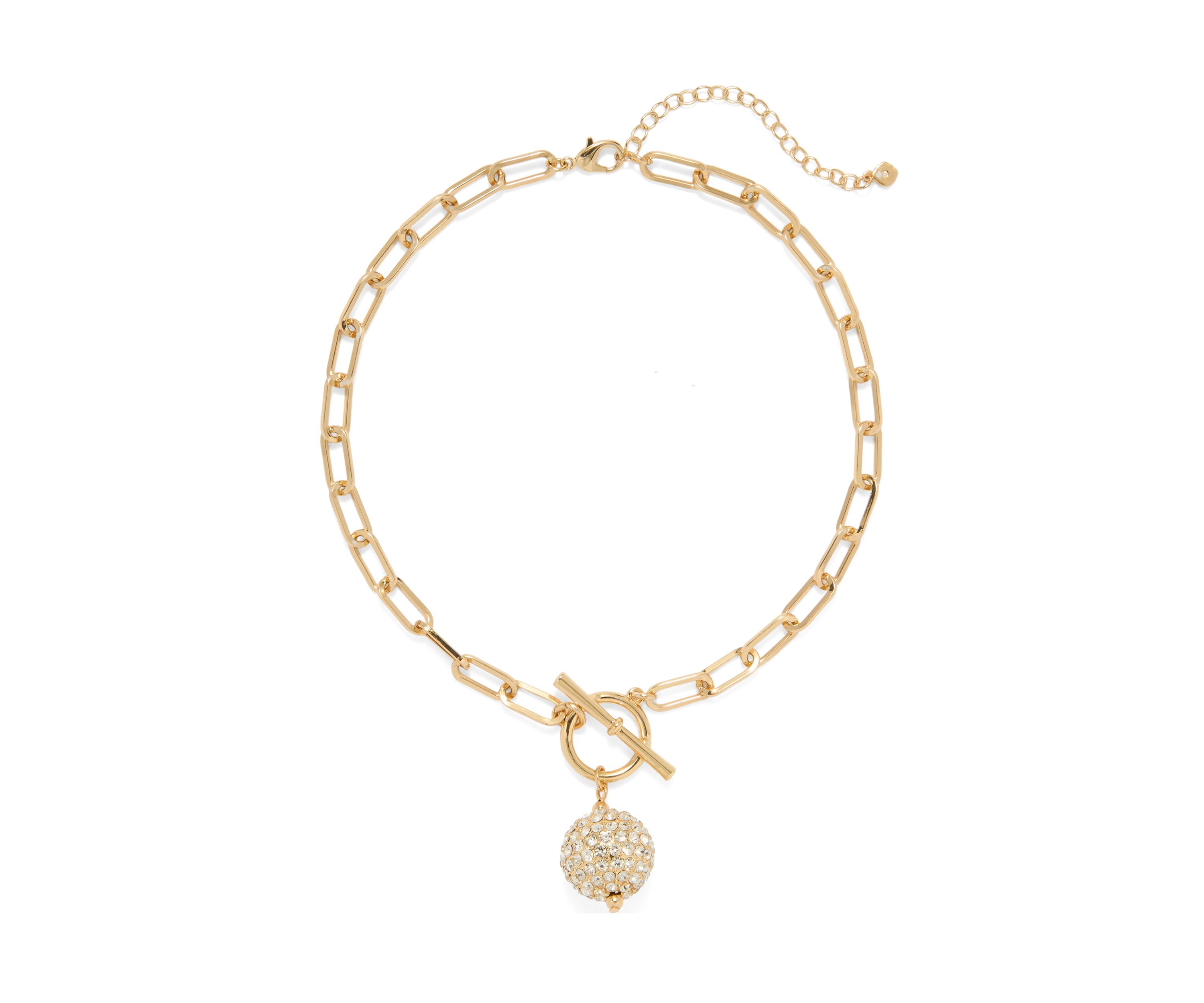 Gold Tone Fireball Toggle Necklace