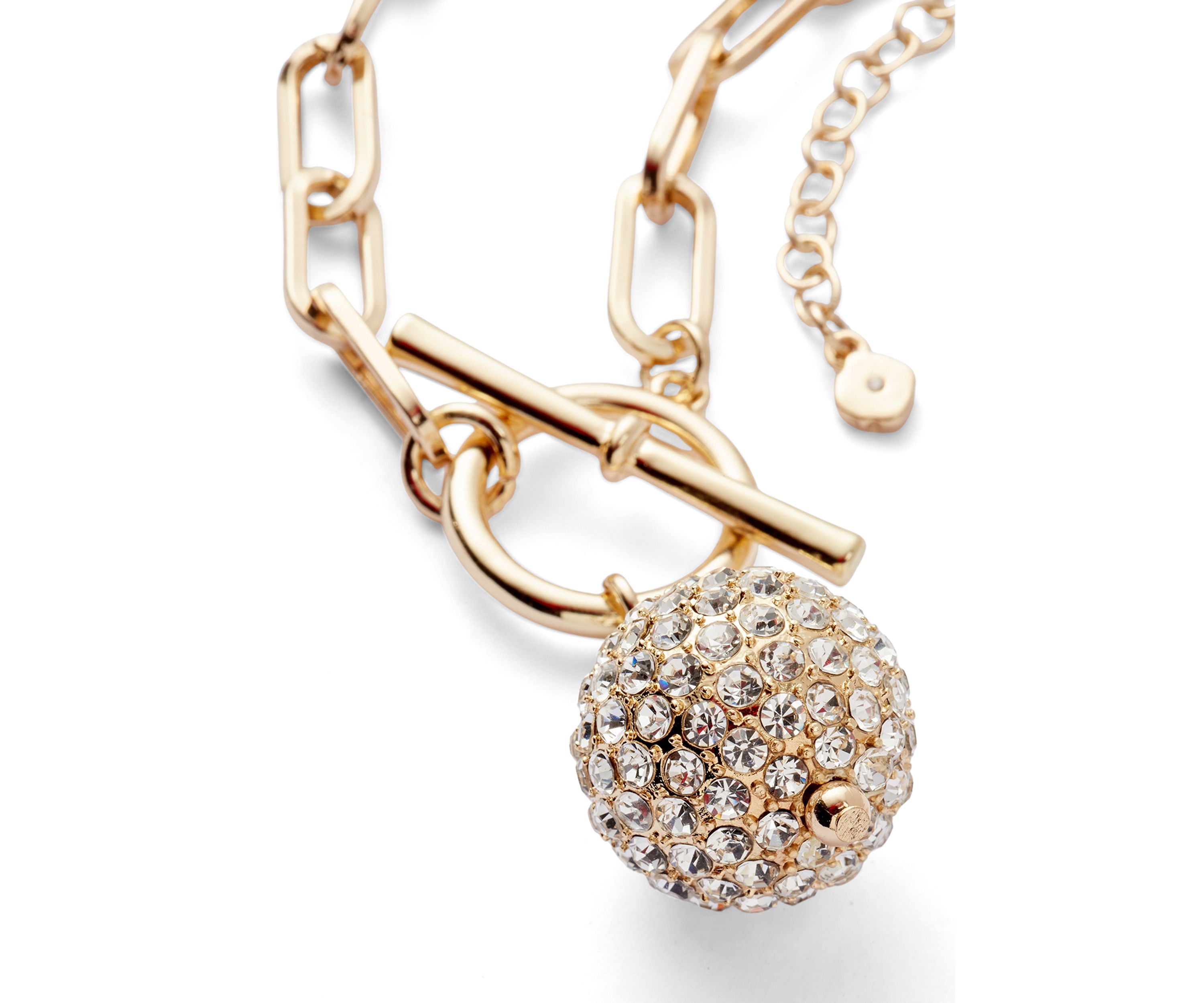 Gold Tone Fireball Toggle Necklace