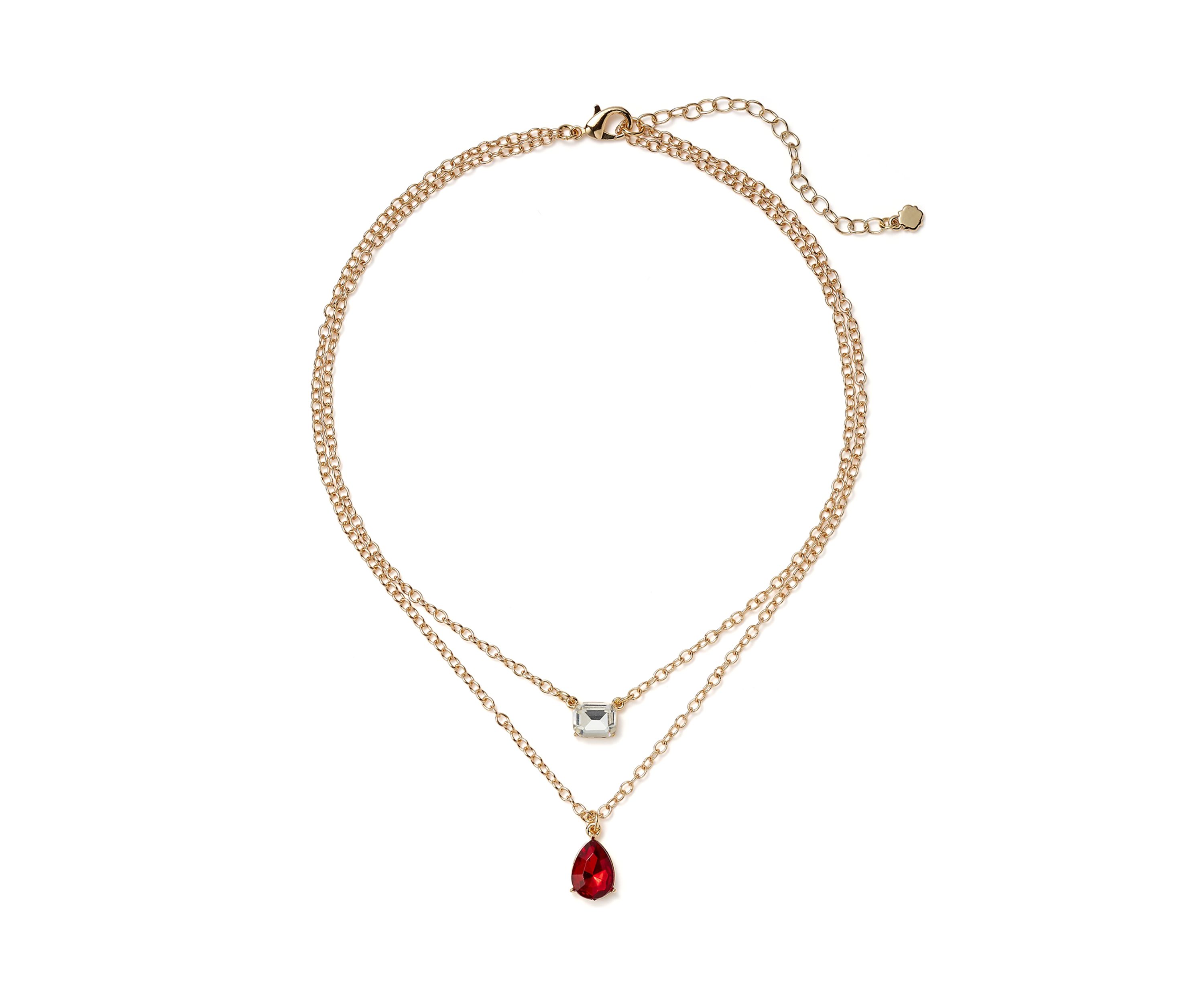 Gold Tone Mix Stone Multi Row Necklace
