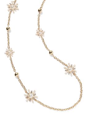 Crown & Ivy Gold Tone Starburst Long Strand Necklace