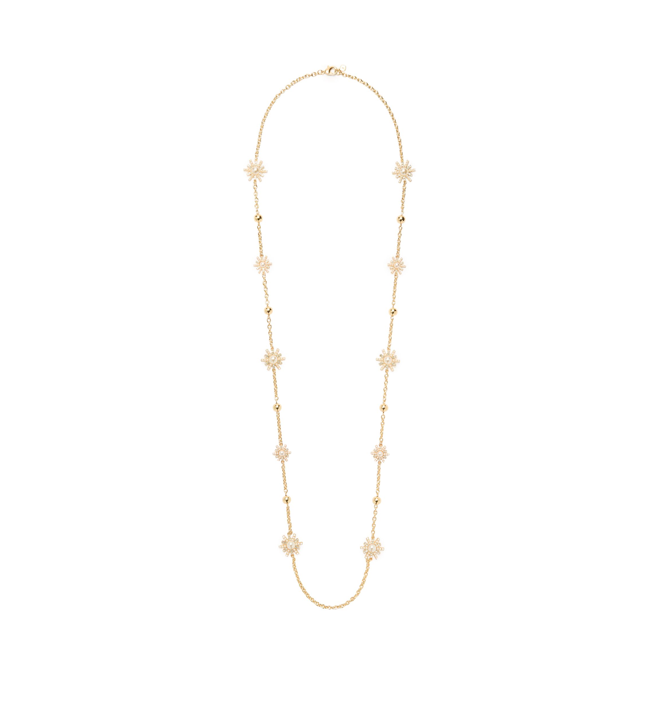 Gold Tone Starburst Long Strand Necklace