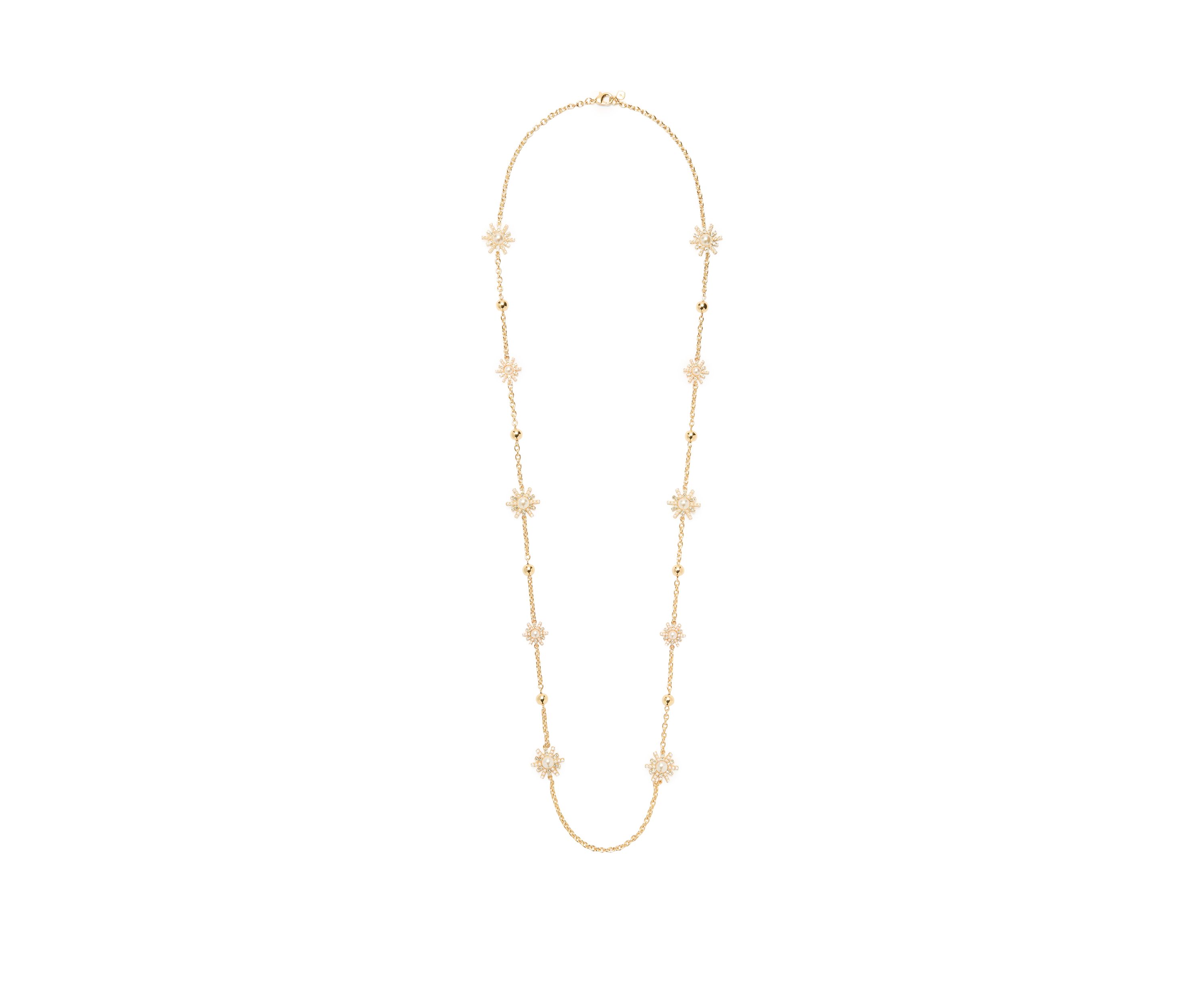 Gold Tone Starburst Long Strand Necklace