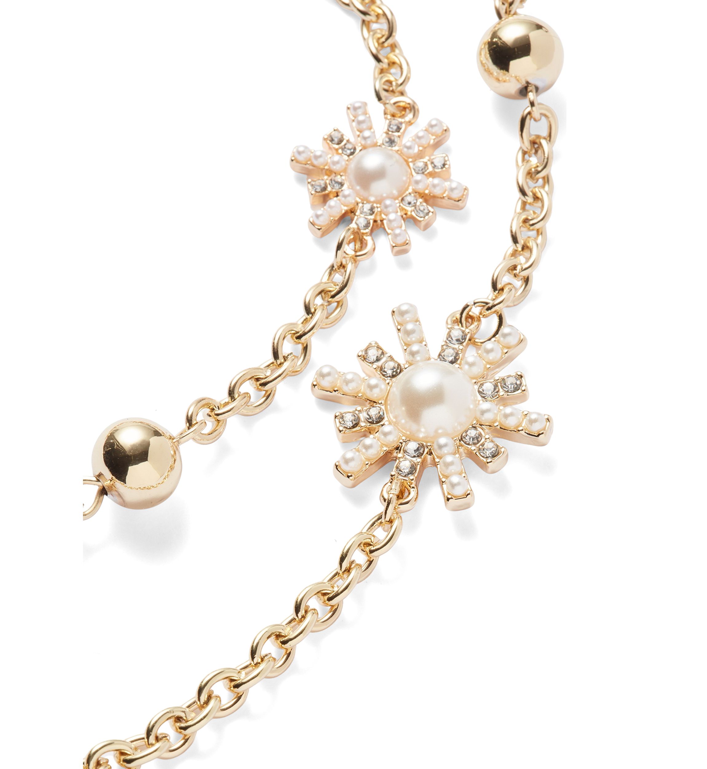 Gold Tone Starburst Long Strand Necklace