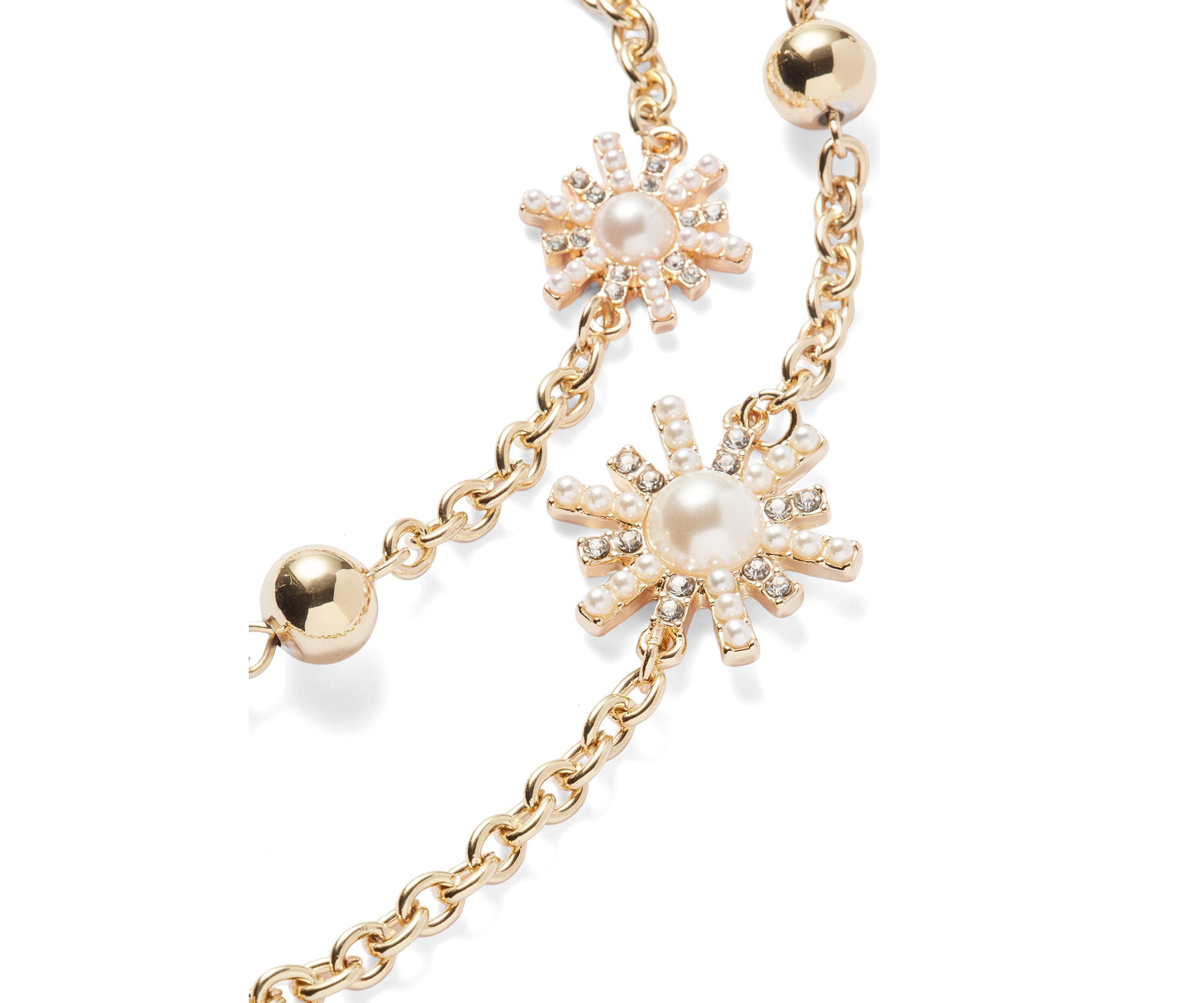 Gold Tone Starburst Long Strand Necklace