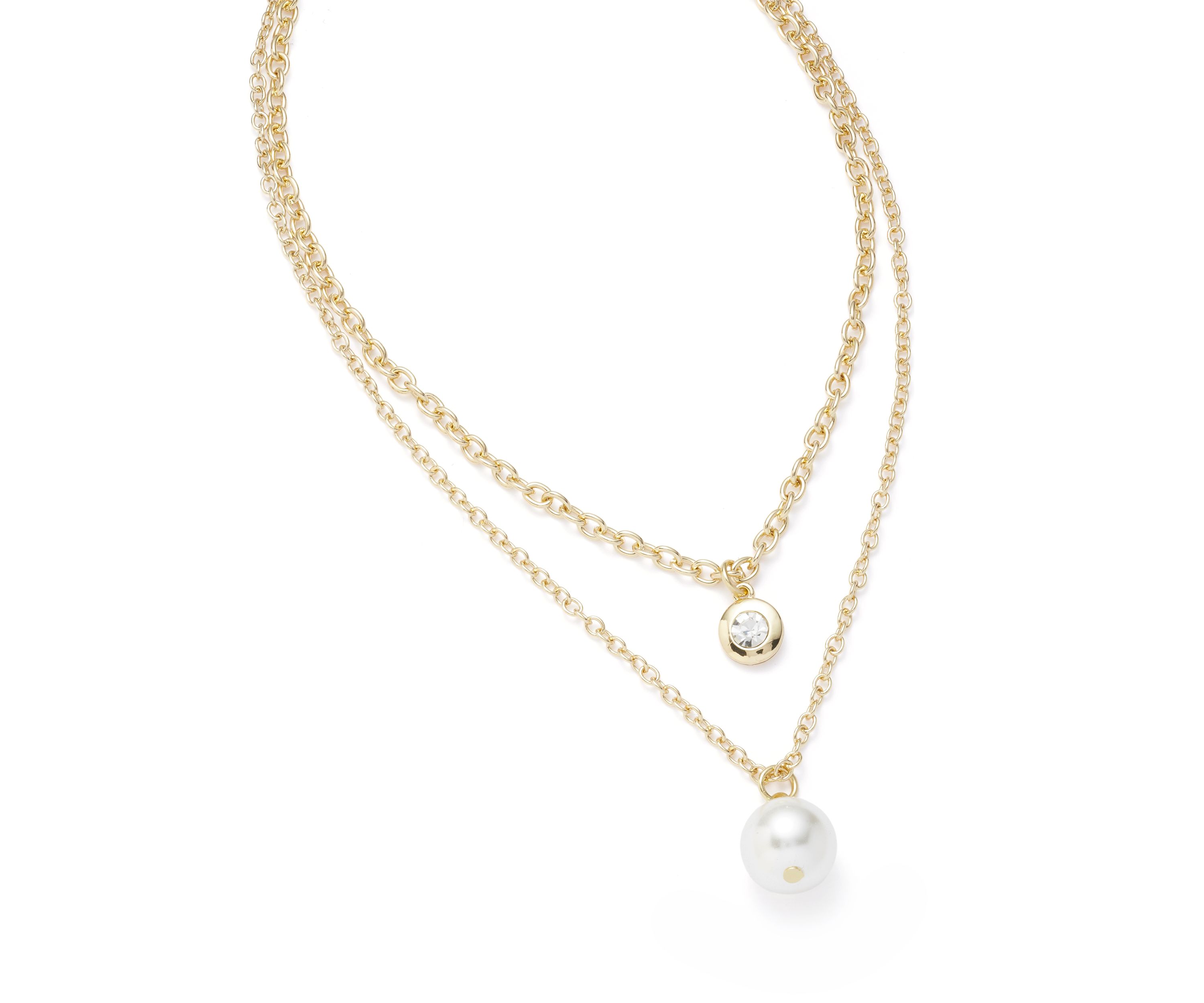 Gold Tone Pearl Multi Row Necklace