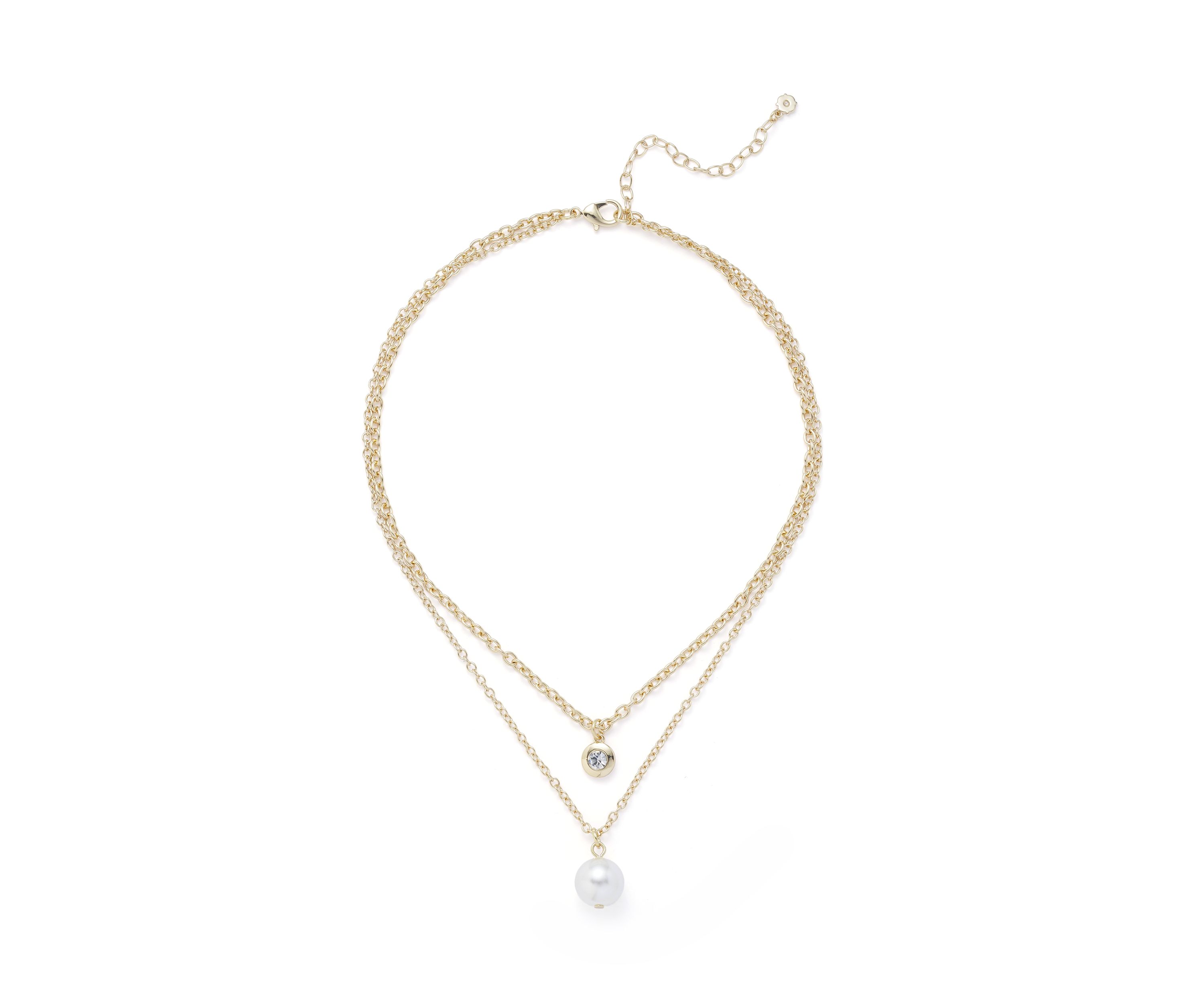 Gold Tone Pearl Multi Row Necklace