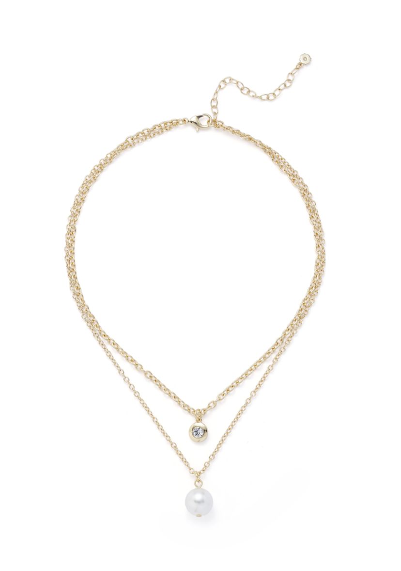 Gold Tone Pearl Multi Row Necklace