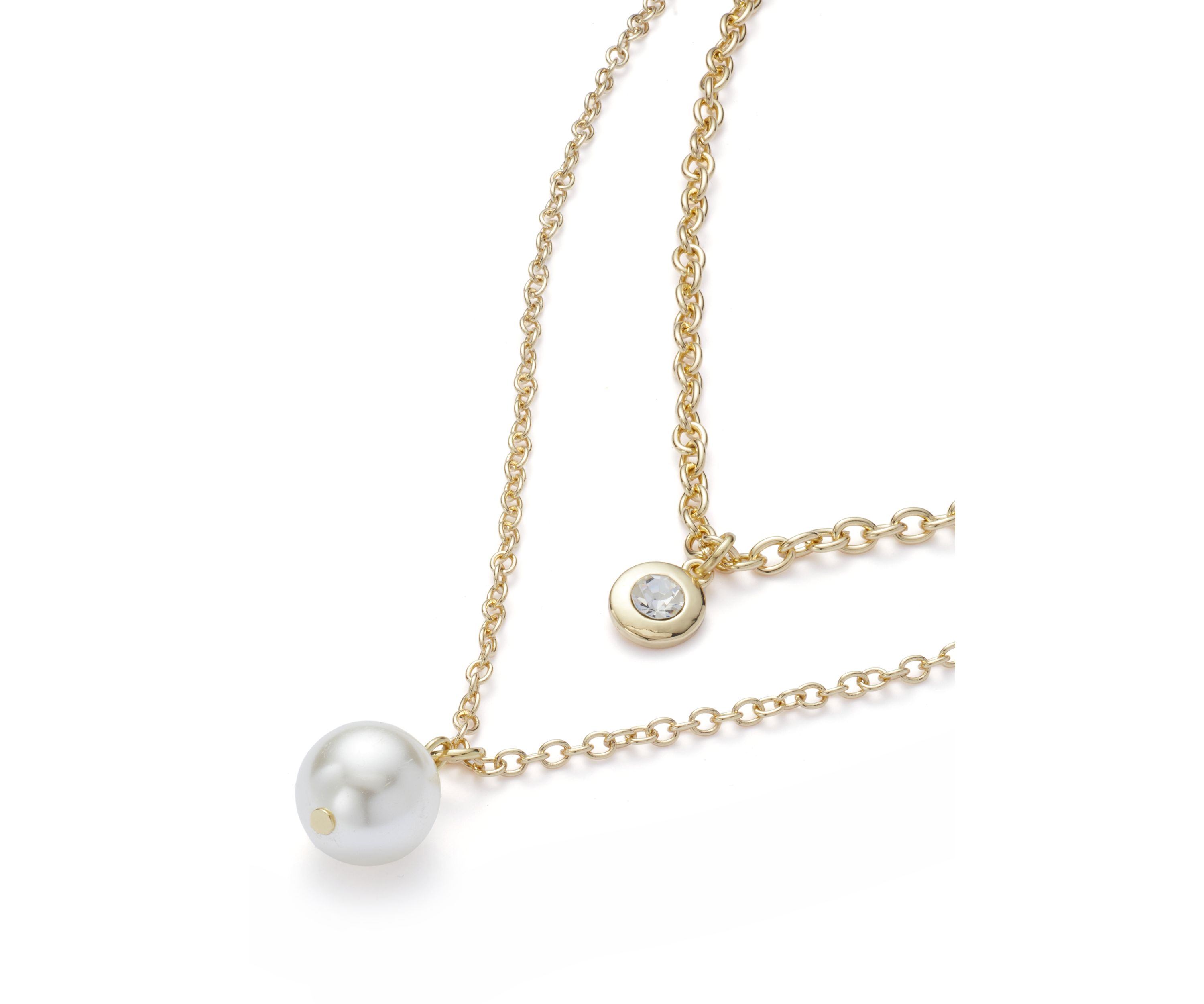Gold Tone Pearl Multi Row Necklace