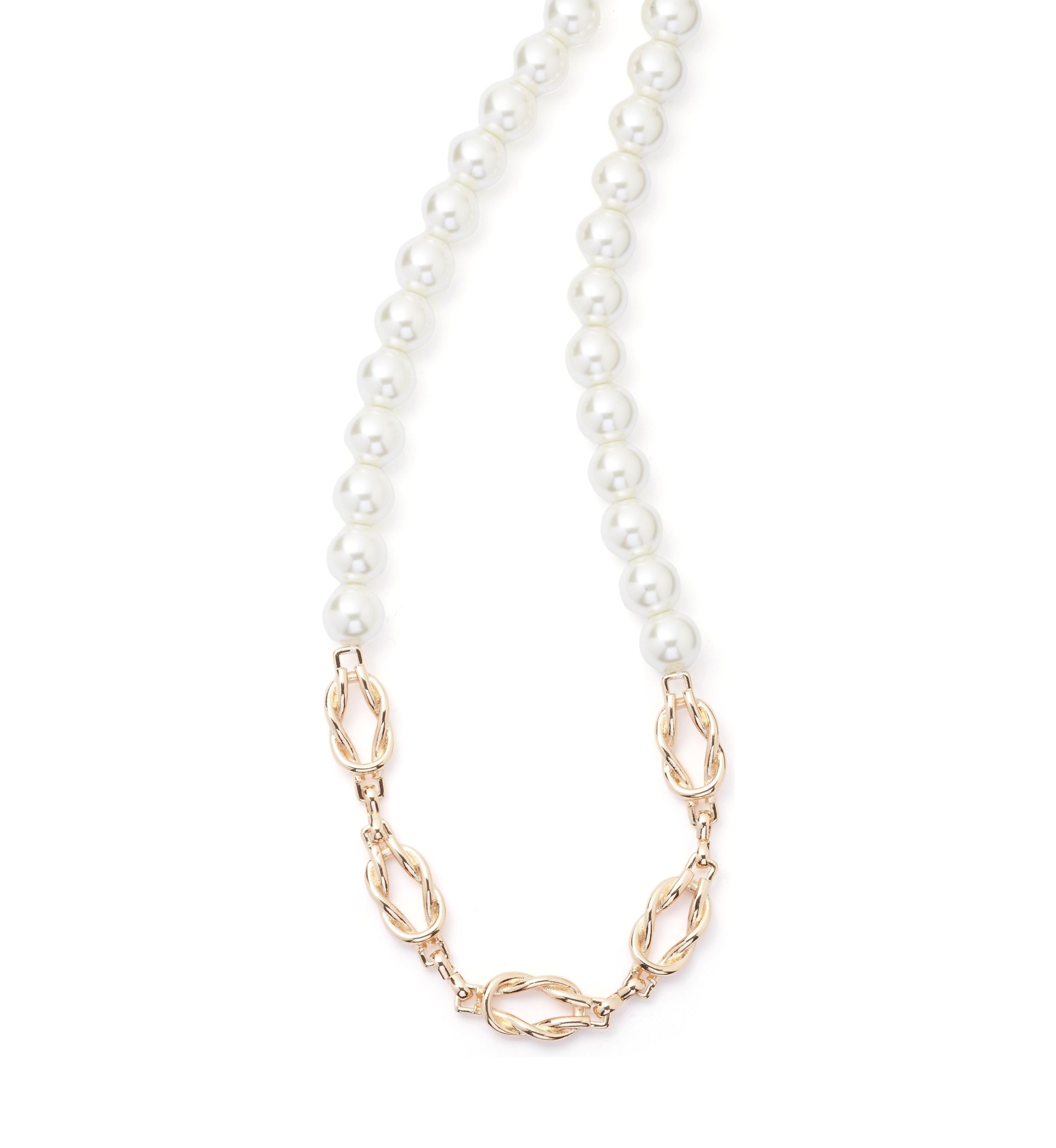 Gold Tone Pearl Twist Collar Necklace
