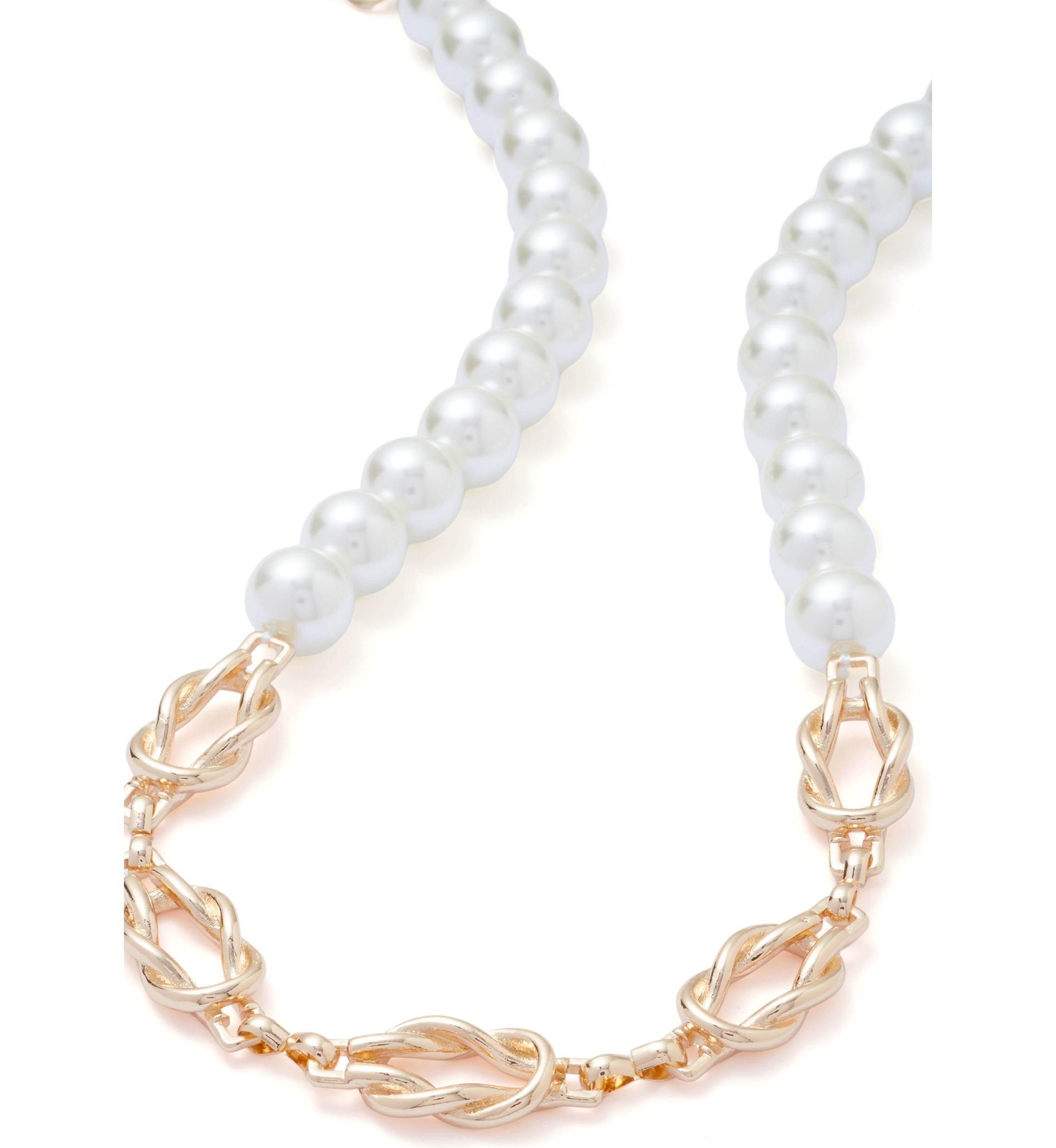 Gold Tone Pearl Twist Collar Necklace
