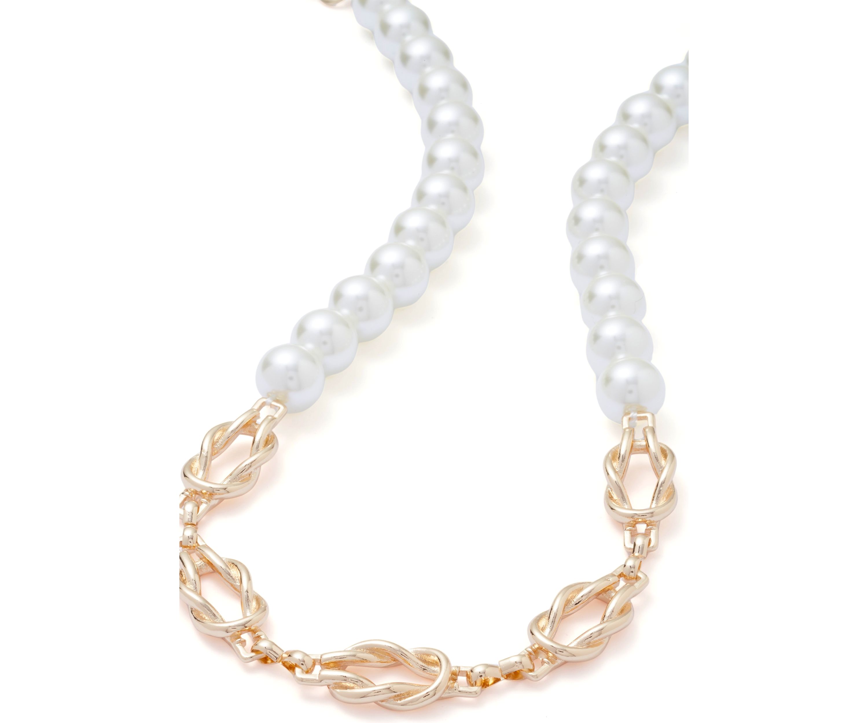 Gold Tone Pearl Twist Collar Necklace