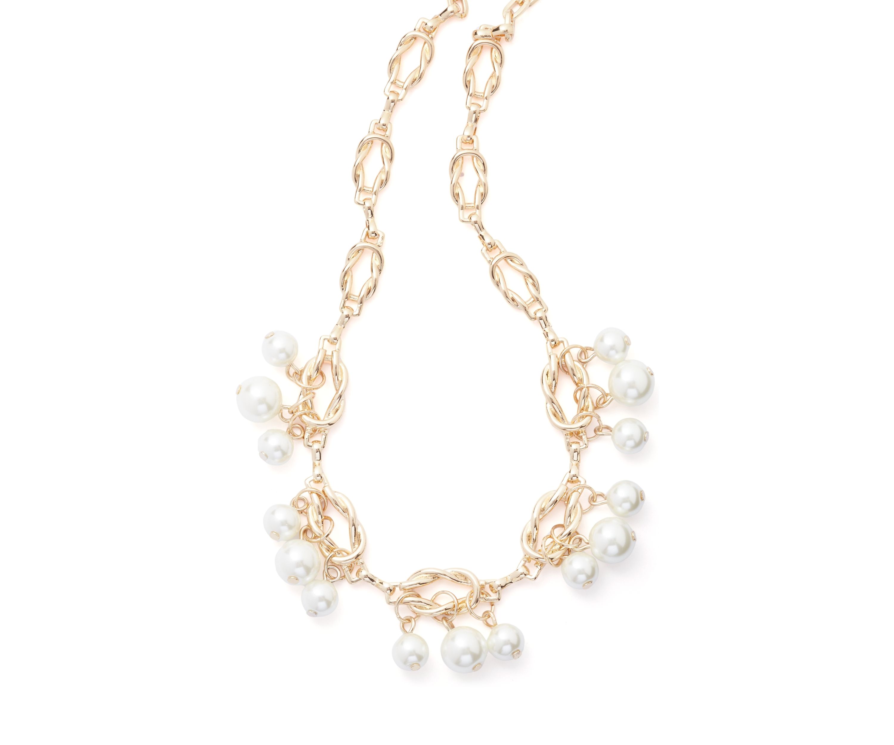 Gold Tone Pearl Shaky Pearl Frontal Necklace