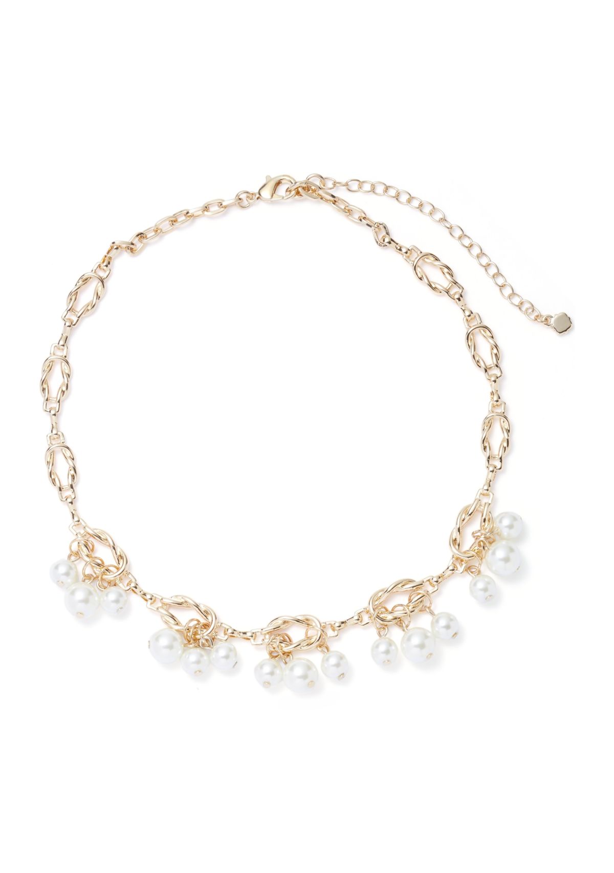Gold Tone Pearl Shaky Pearl Frontal Necklace