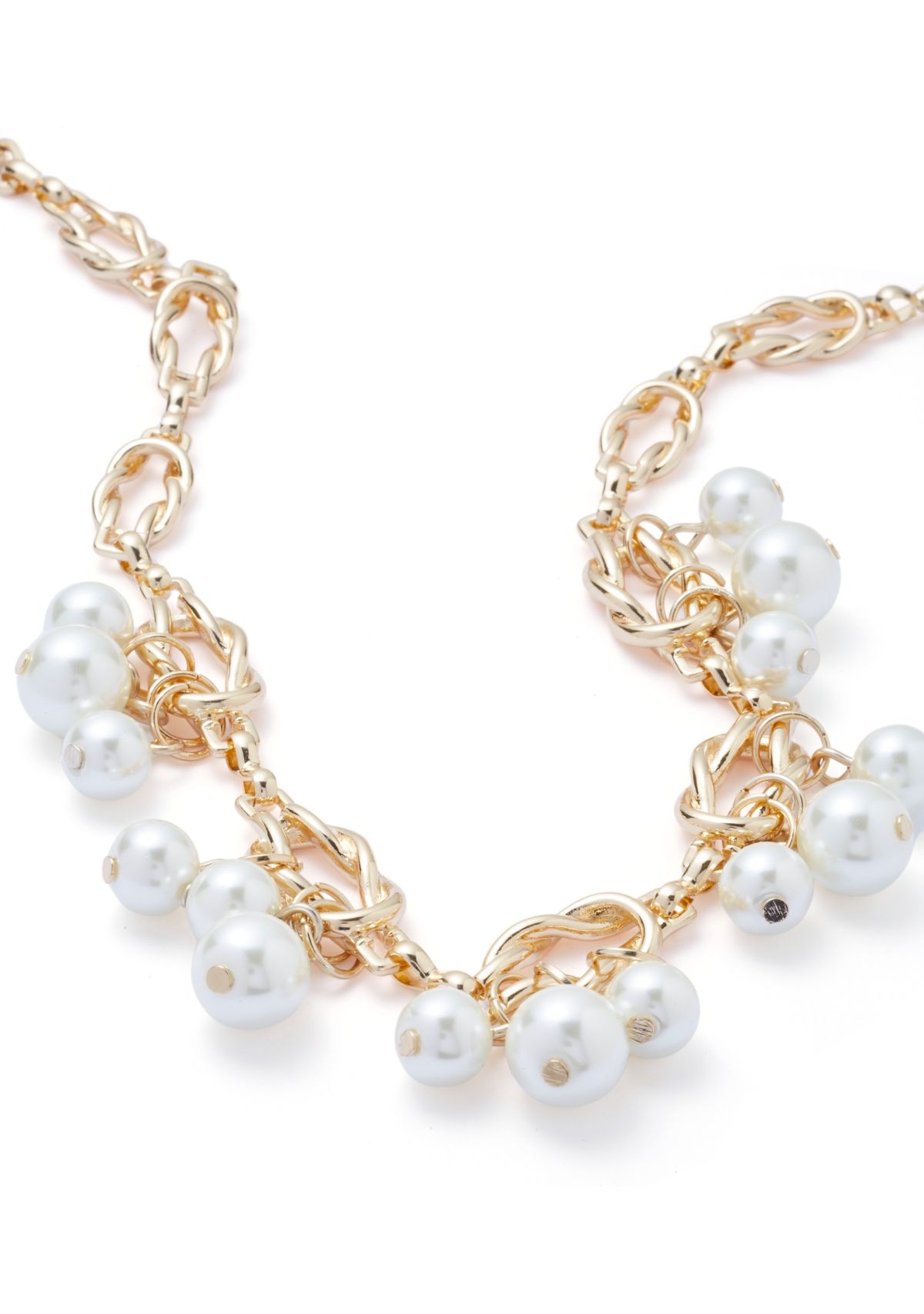 Gold Tone Pearl Shaky Pearl Frontal Necklace