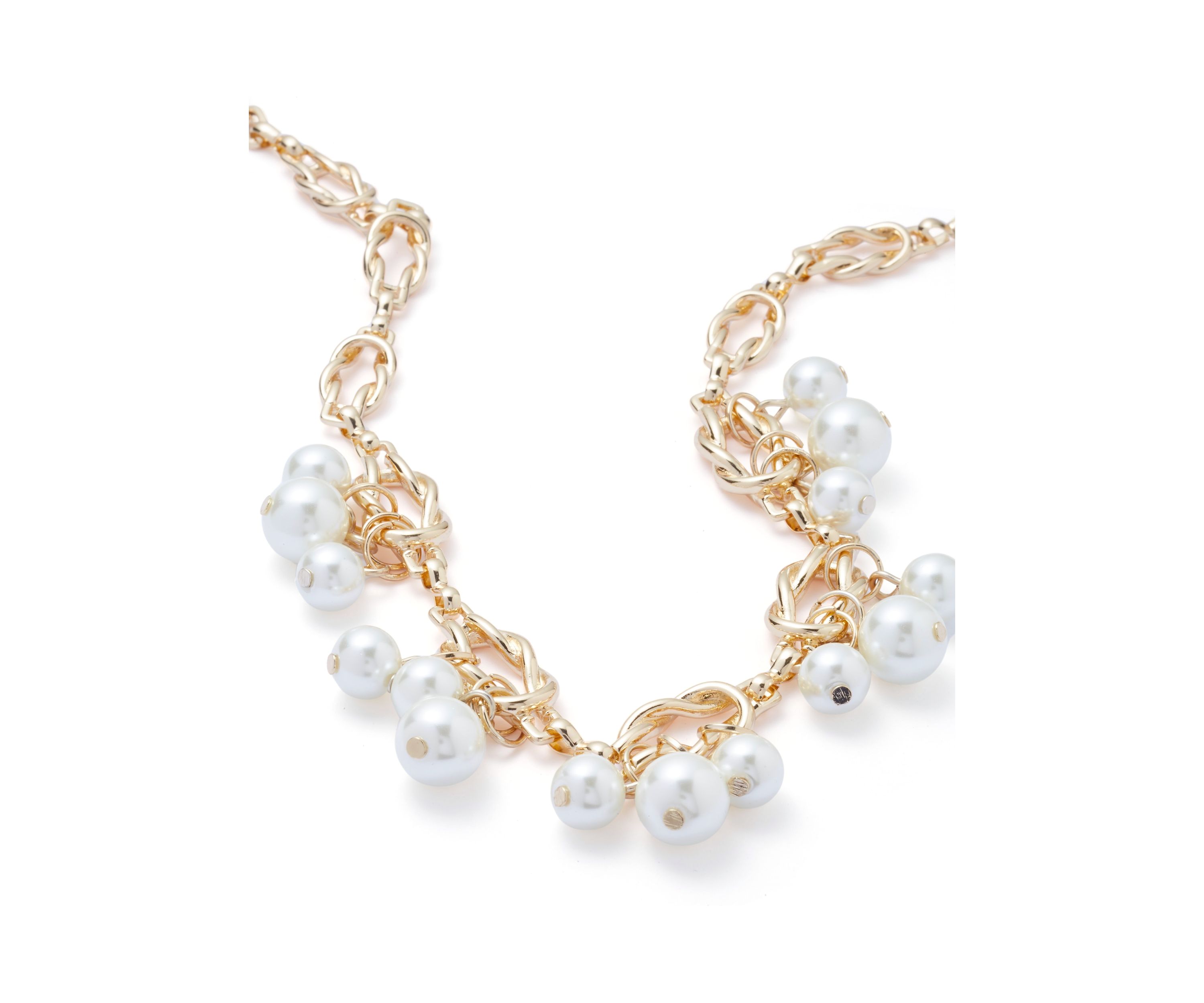 Gold Tone Pearl Shaky Pearl Frontal Necklace