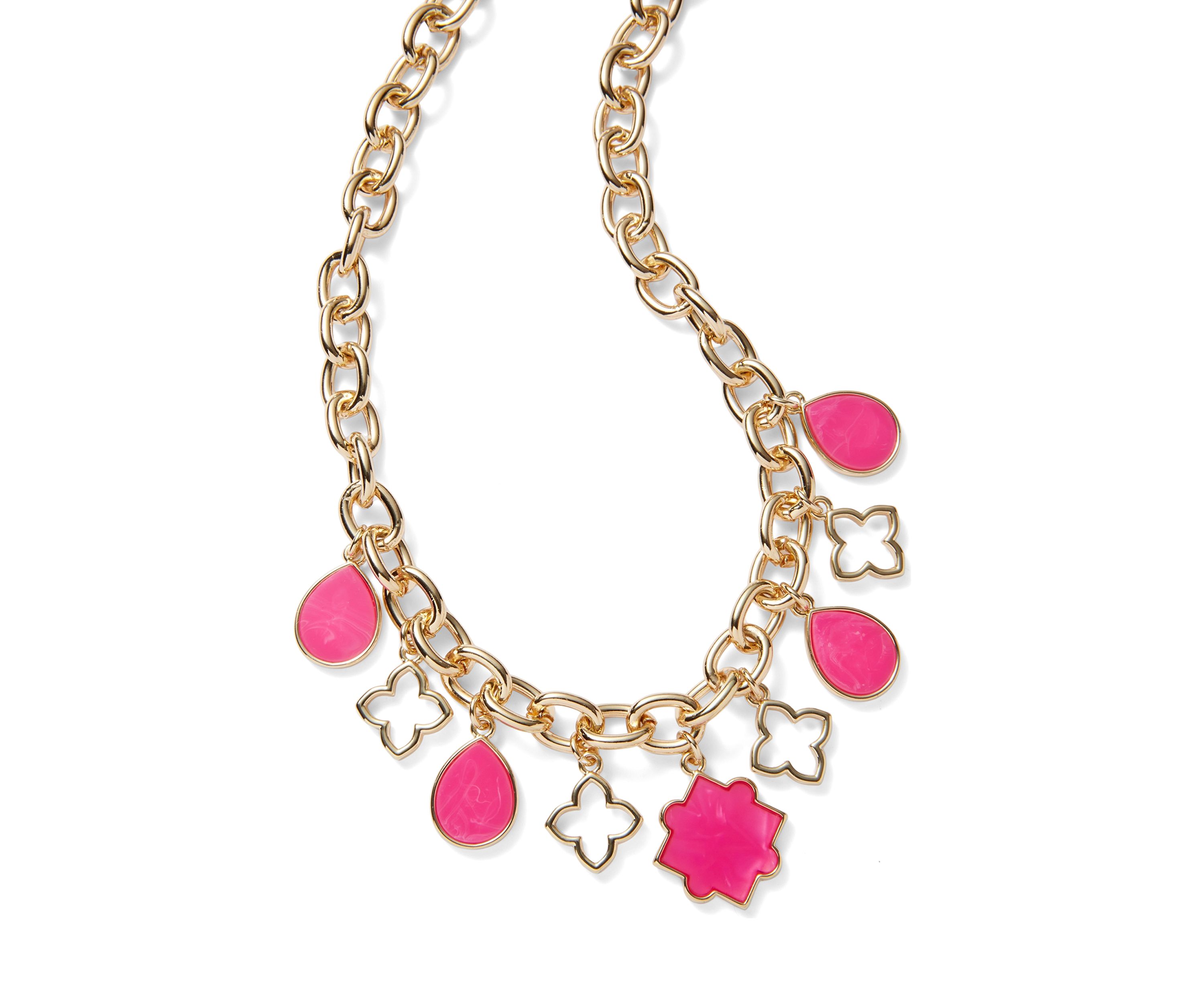 Gold Tone Shaky Charm Collar Necklace