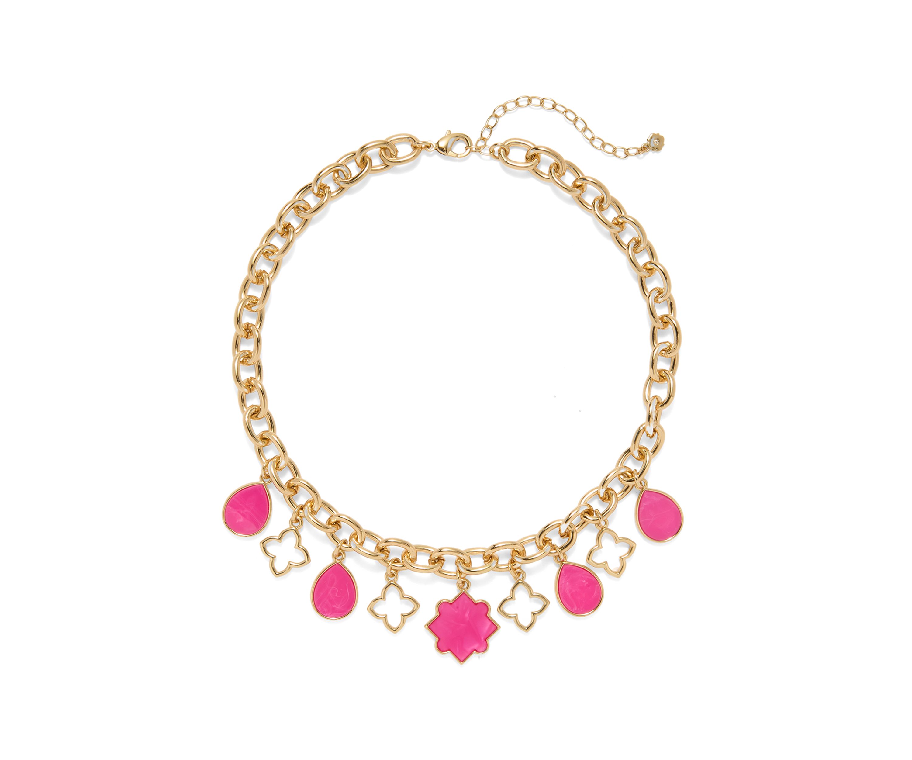 Gold Tone Shaky Charm Collar Necklace