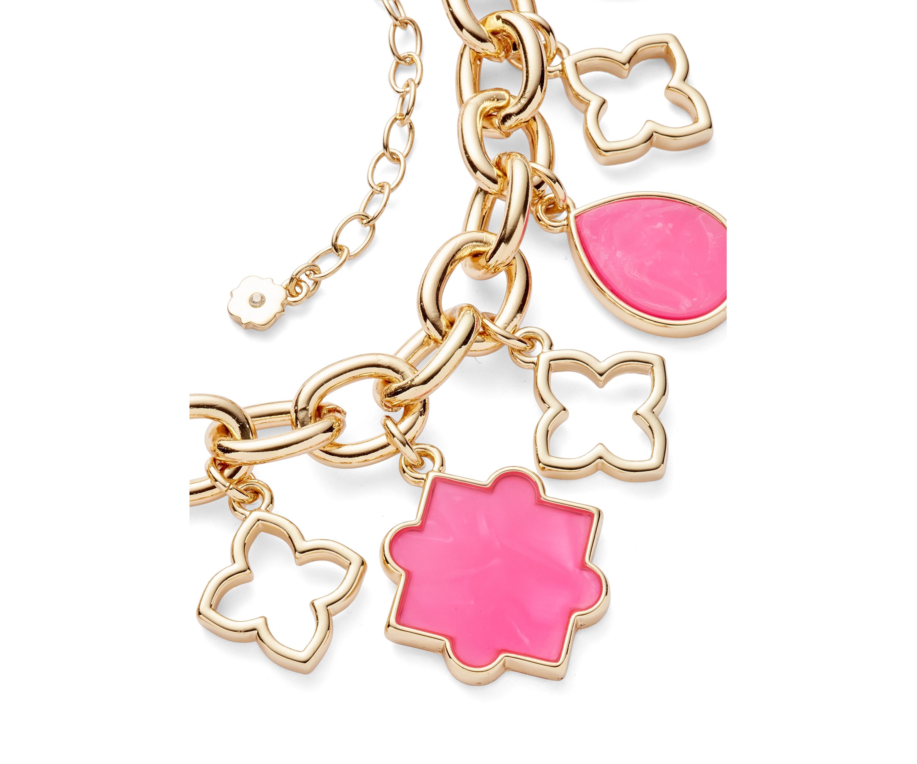 Gold Tone Shaky Charm Collar Necklace
