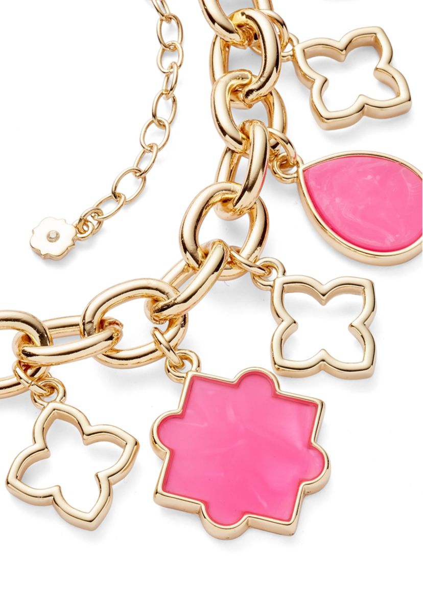 Gold Tone Shaky Charm Collar Necklace