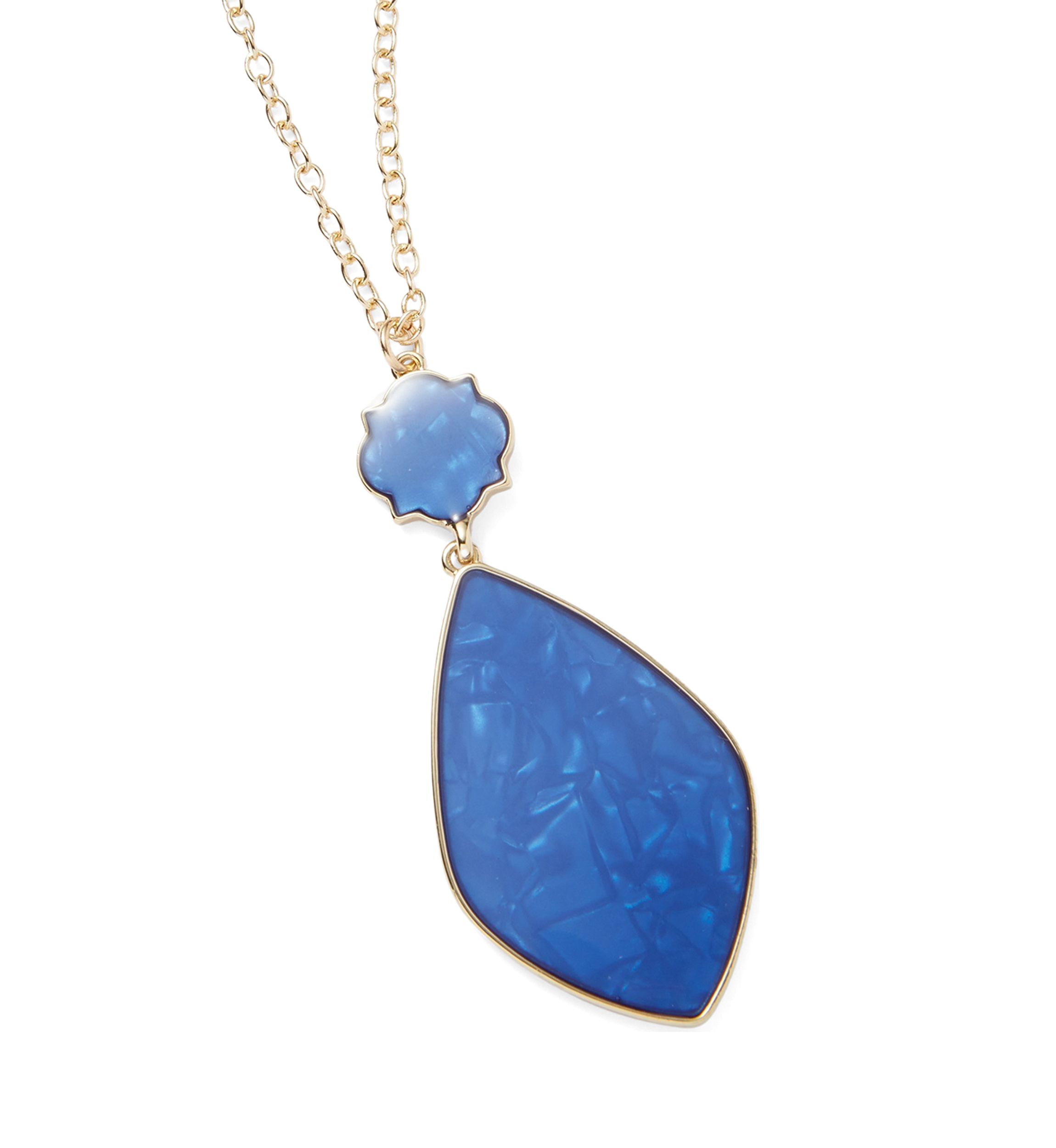 Gold Tone Navy Motif Pendant Necklace