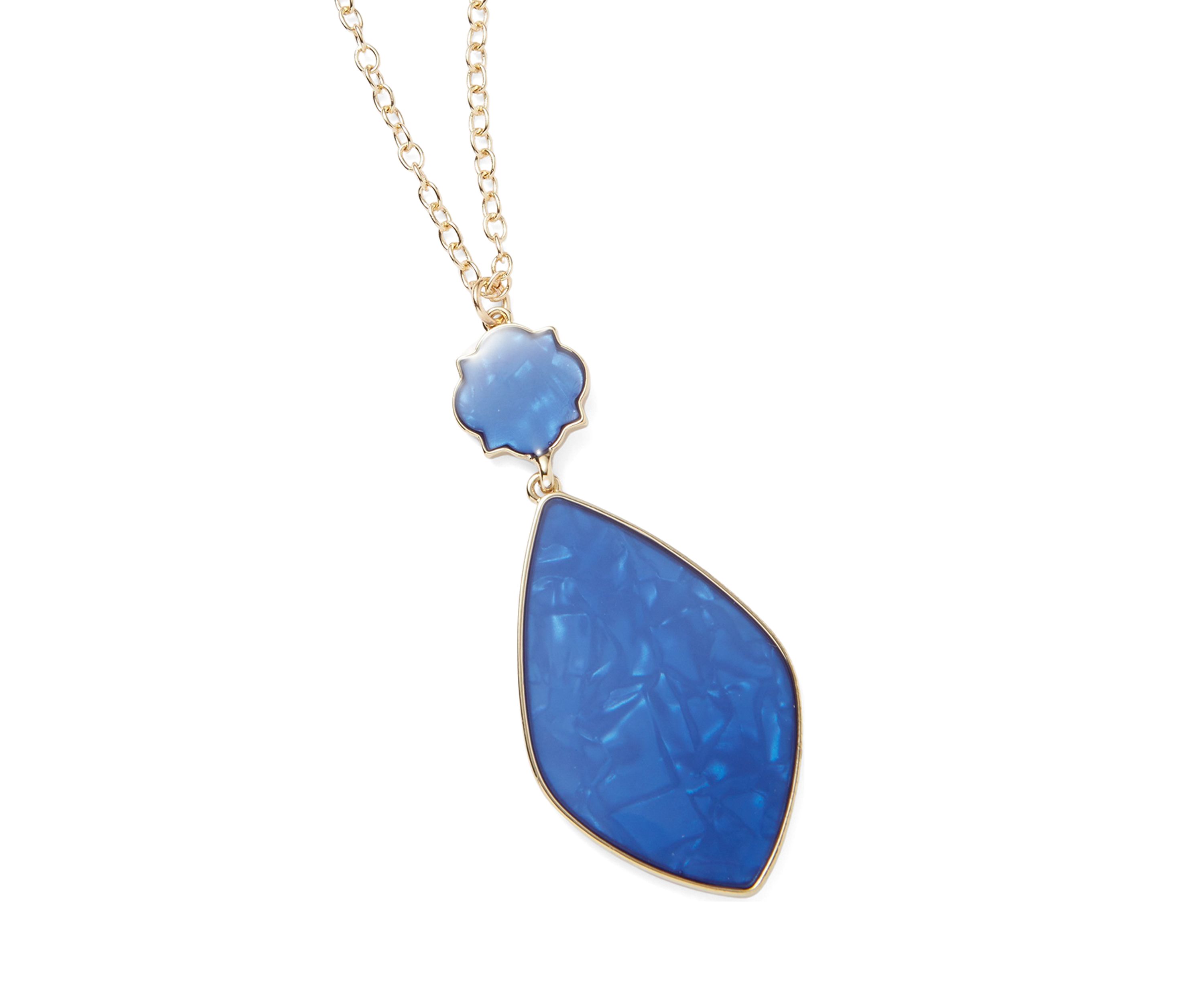 Gold Tone Navy Motif Pendant Necklace