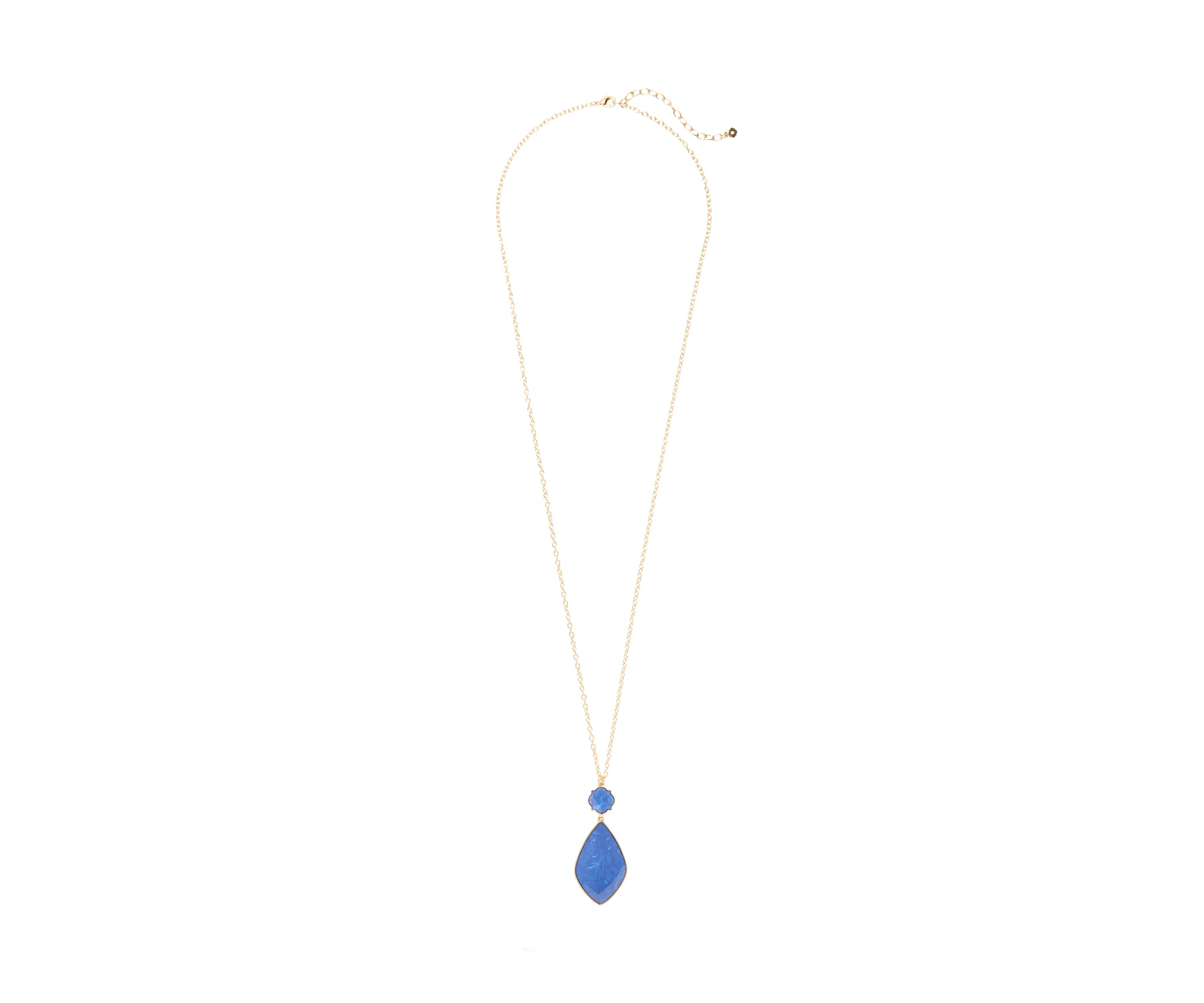Gold Tone Navy Motif Pendant Necklace