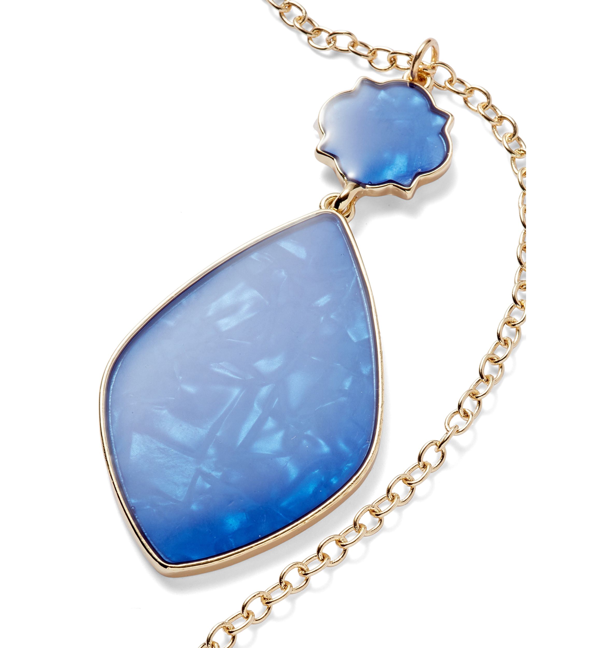 Gold Tone Navy Motif Pendant Necklace