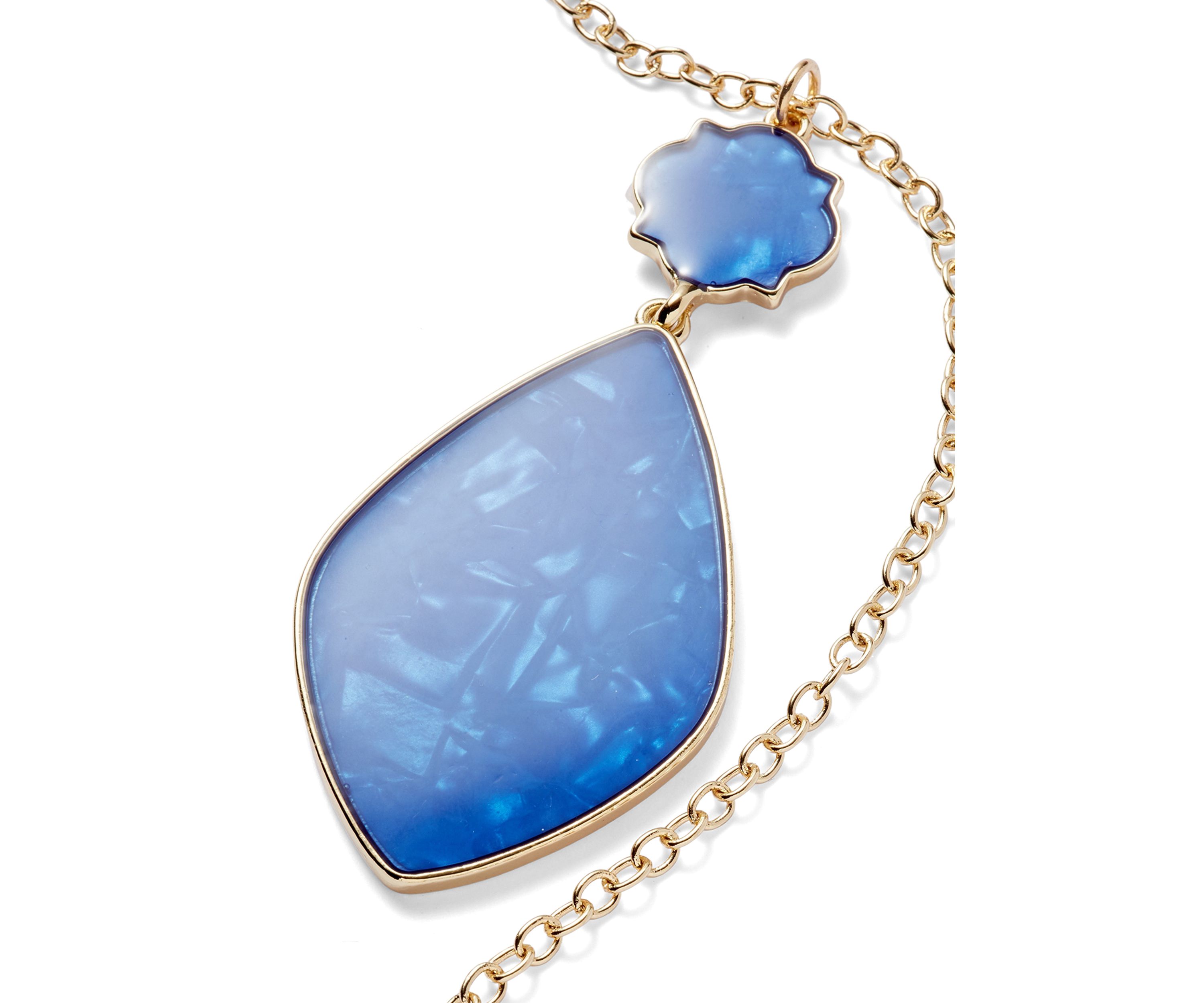 Gold Tone Navy Motif Pendant Necklace