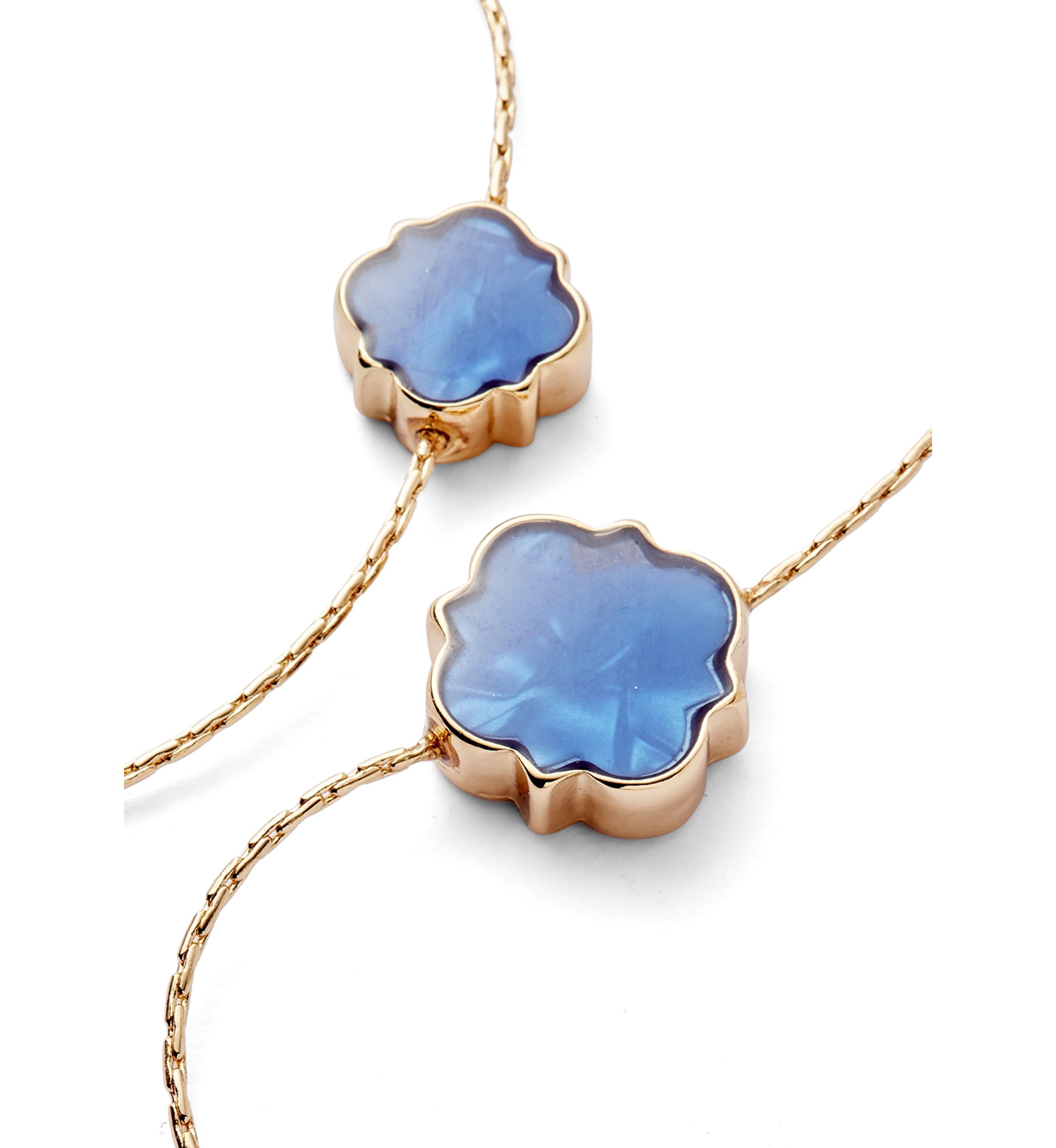 Gold Tone Quatrefoil Motif Long Necklace