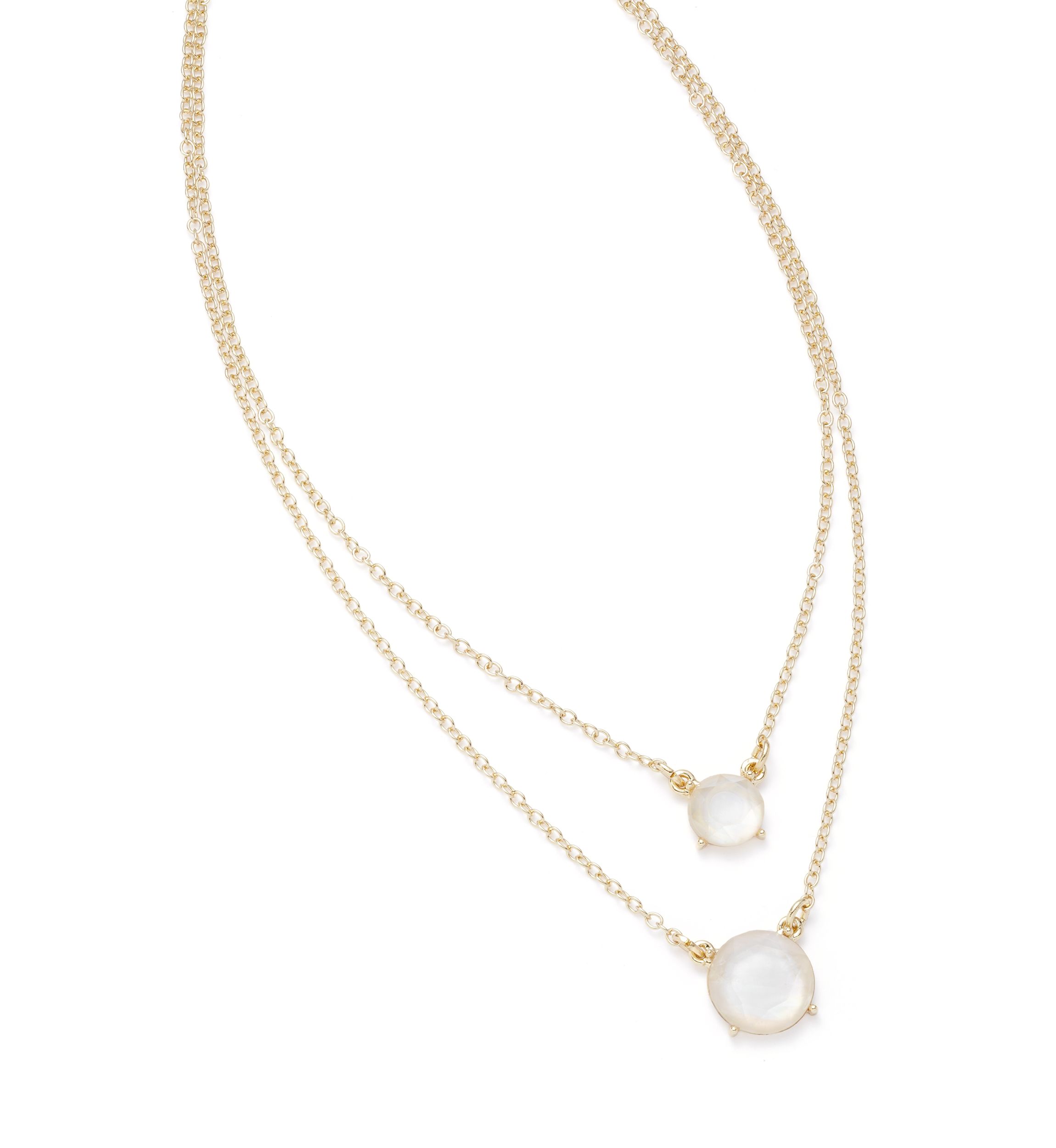 Gold Tone Milky Multirow Necklace