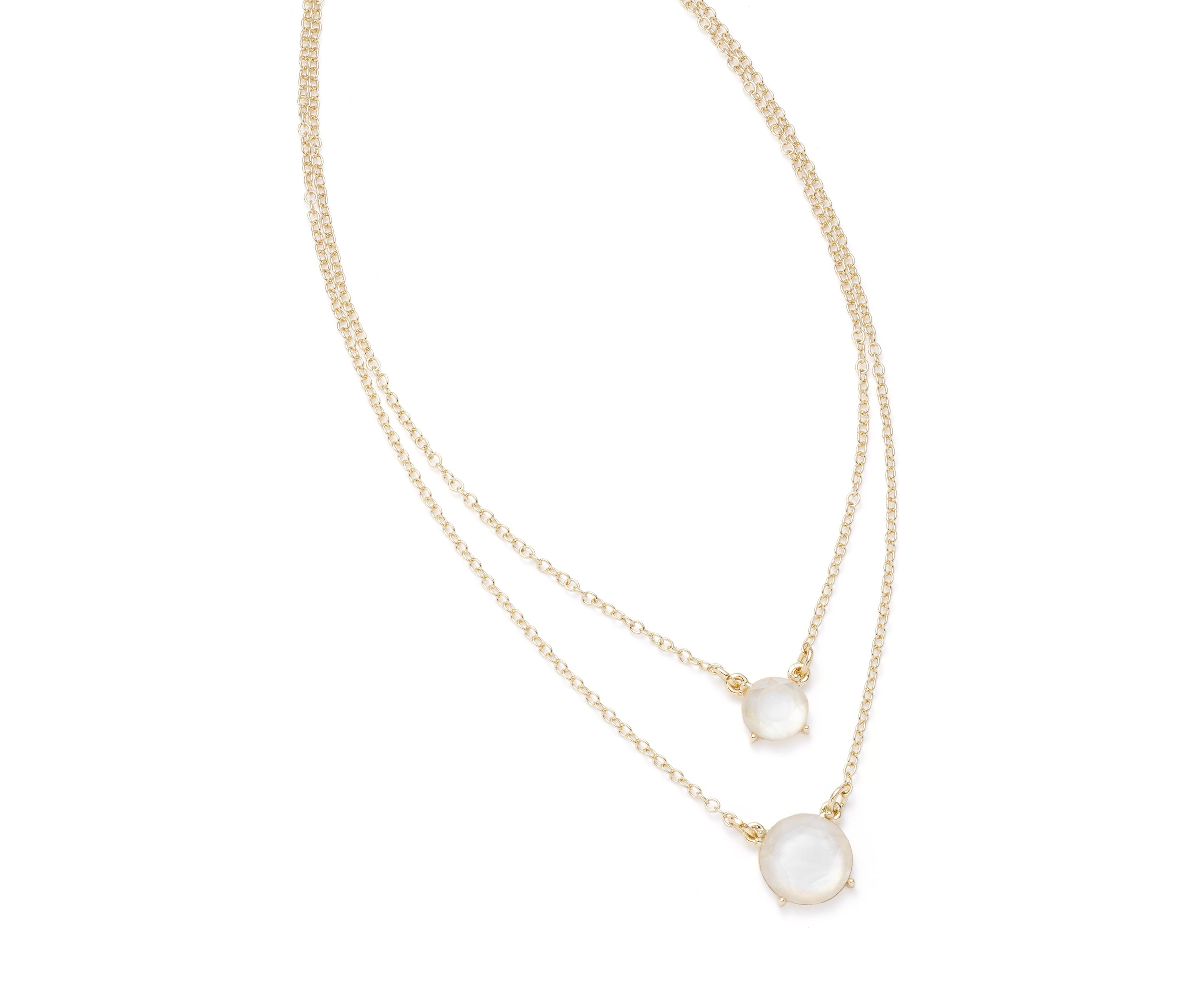 Gold Tone Milky Multirow Necklace