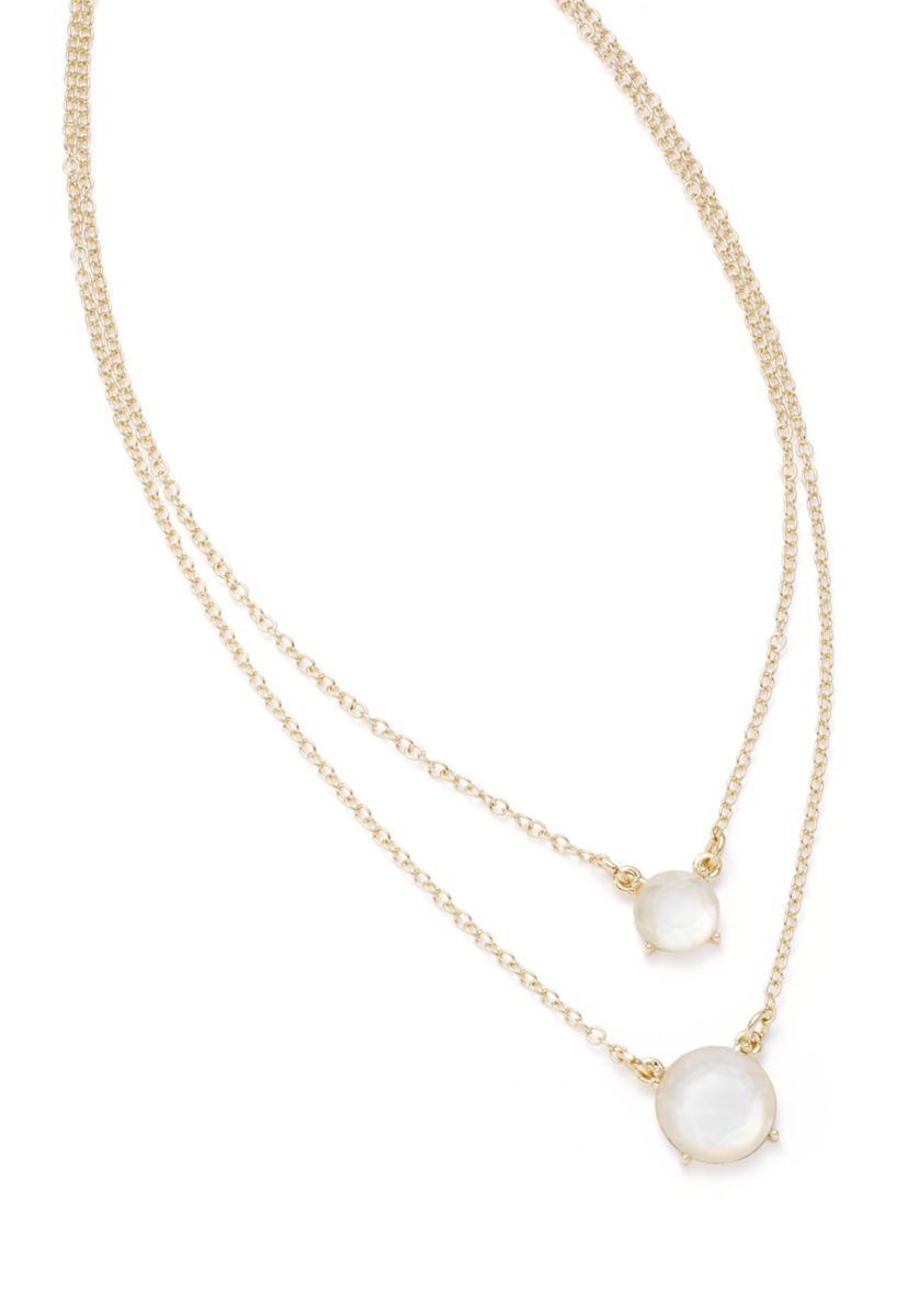 Gold Tone Milky Multirow Necklace
