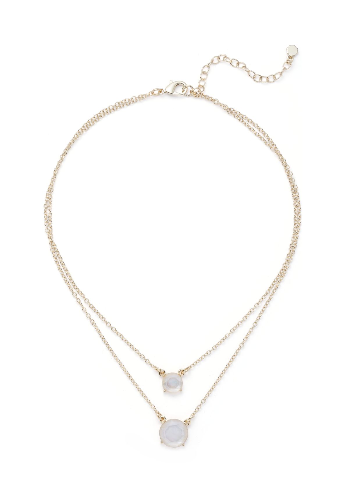 Gold Tone Milky Multirow Necklace