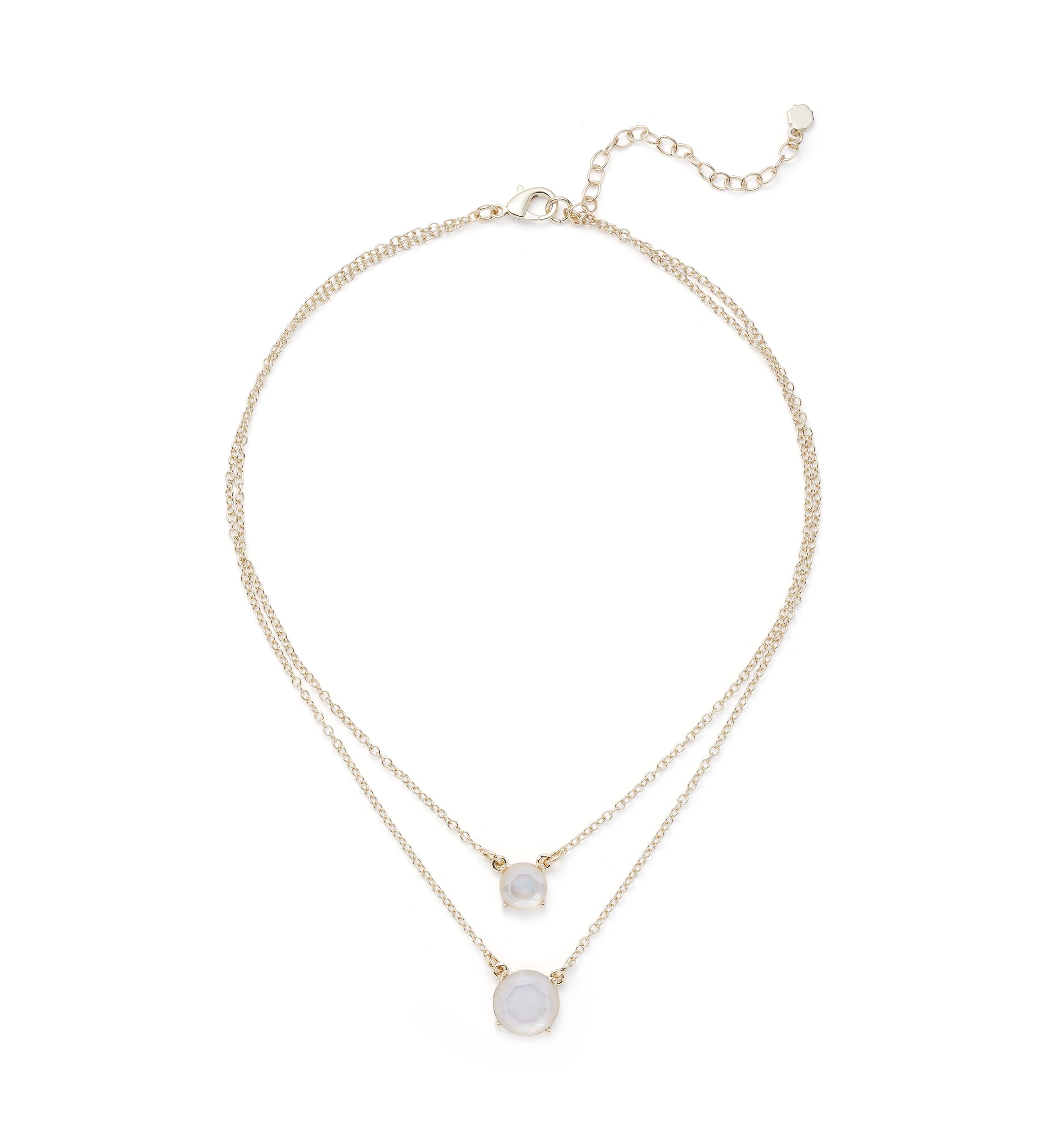 Gold Tone Milky Multirow Necklace