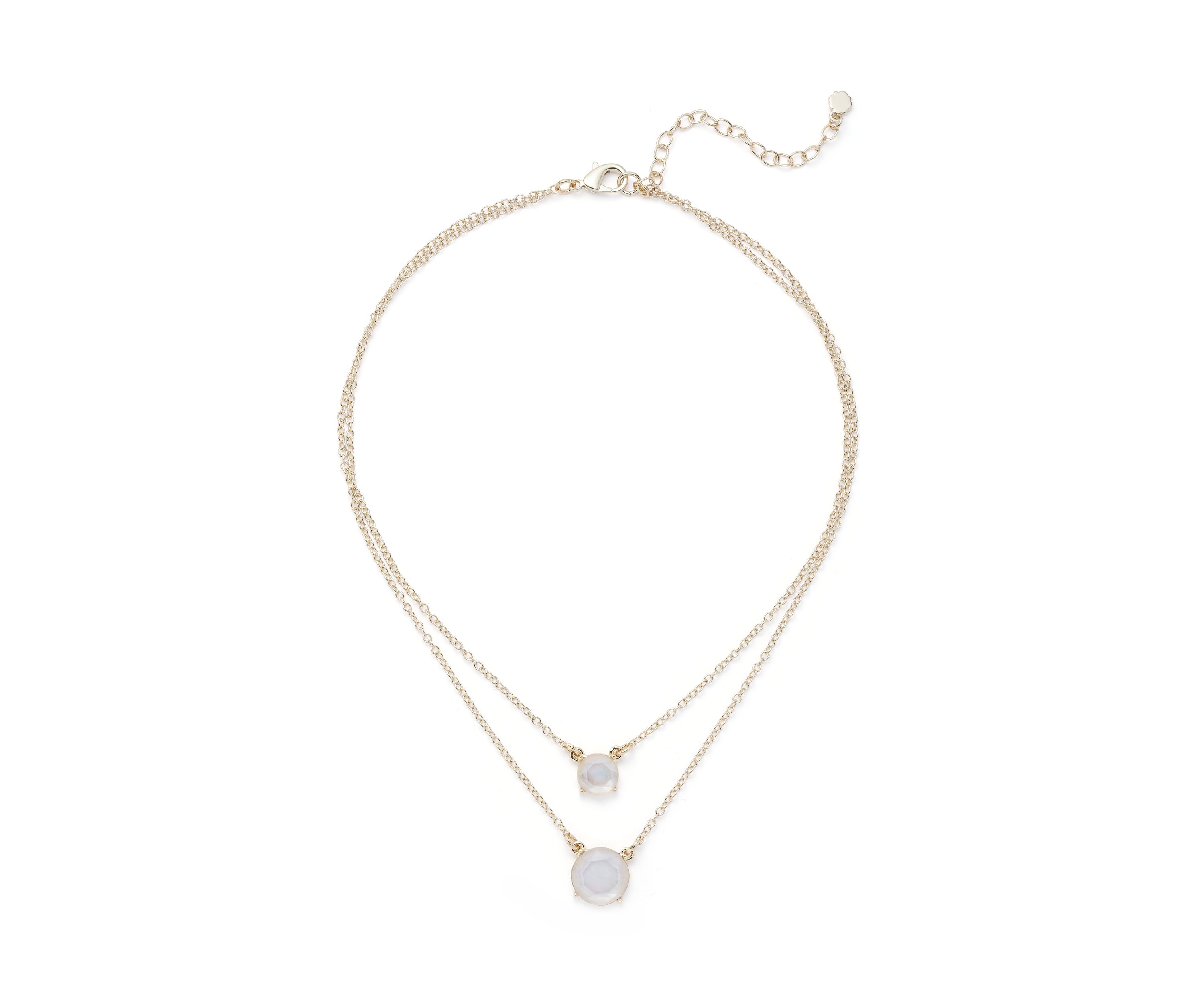 Gold Tone Milky Multirow Necklace