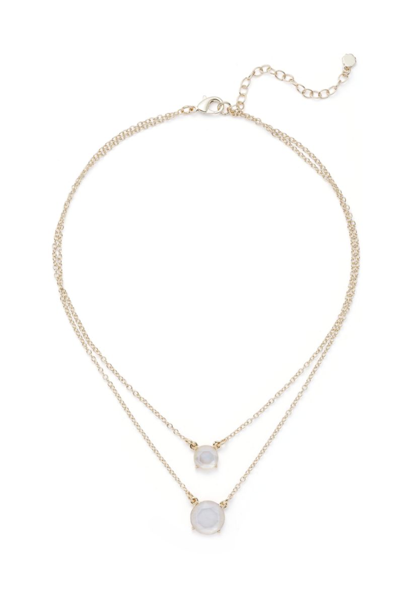 Gold Tone Milky Multirow Necklace