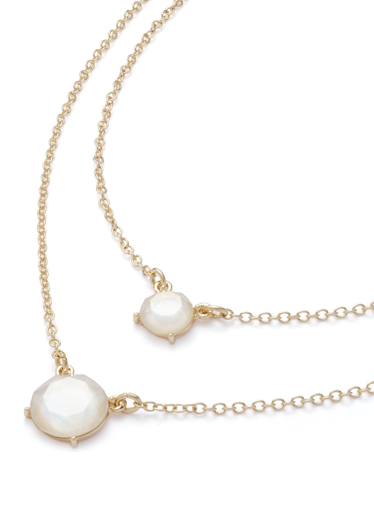 Gold Tone Milky Multirow Necklace