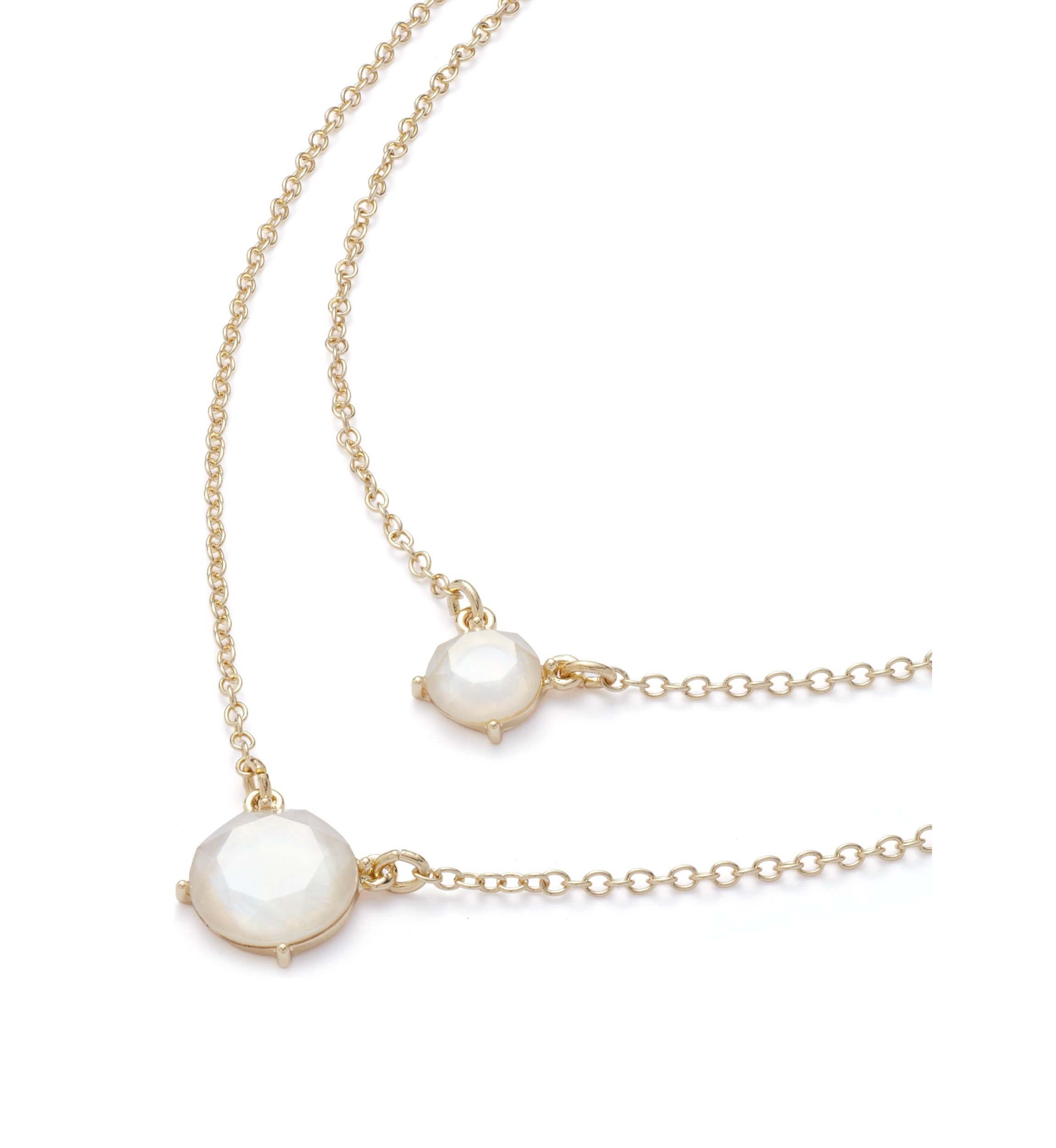 Gold Tone Milky Multirow Necklace
