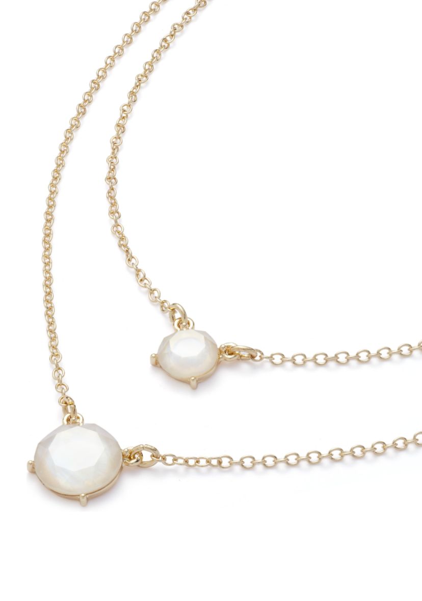 Gold Tone Milky Multirow Necklace