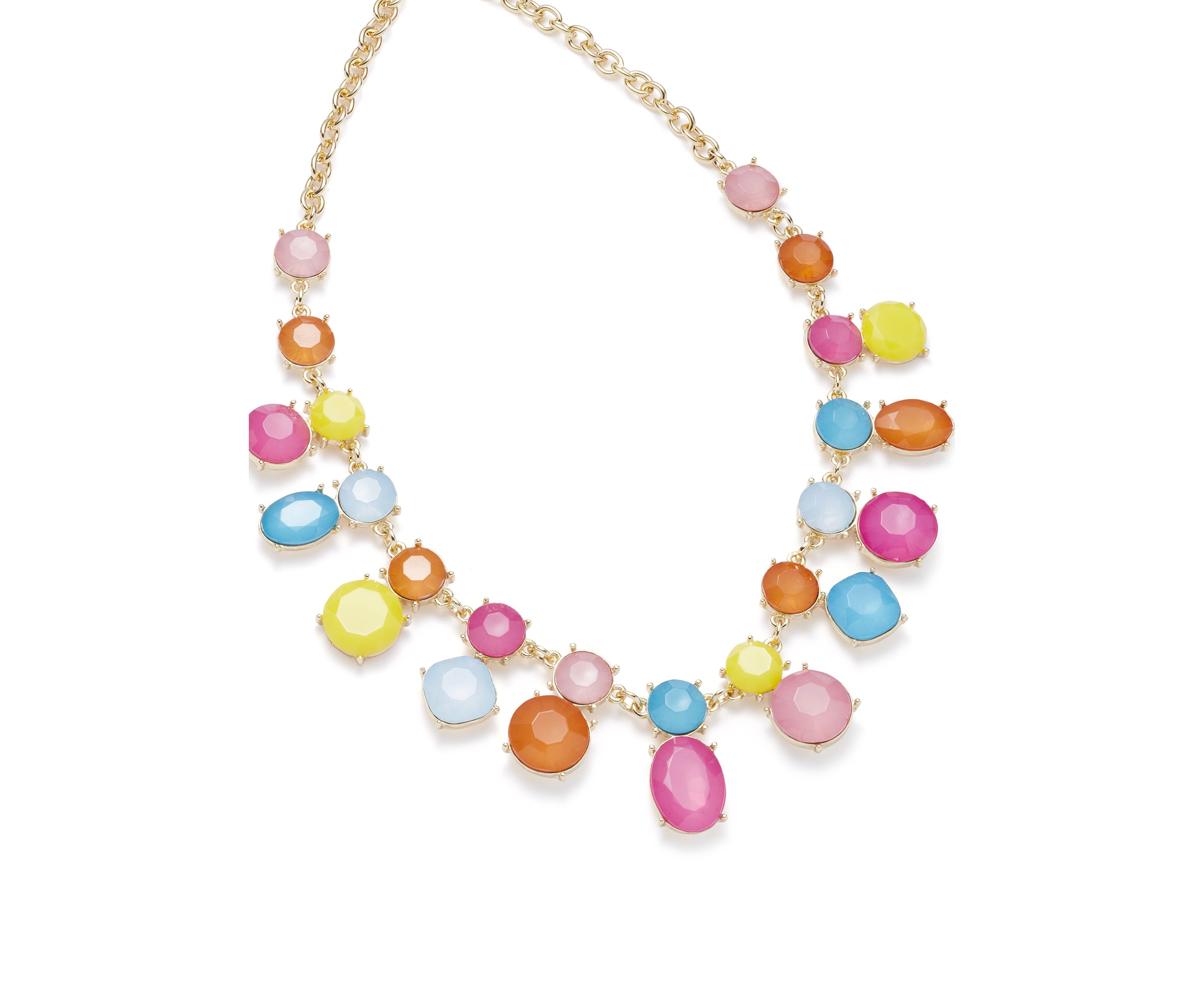 Gold Tone Multi Milky Frontal Necklace