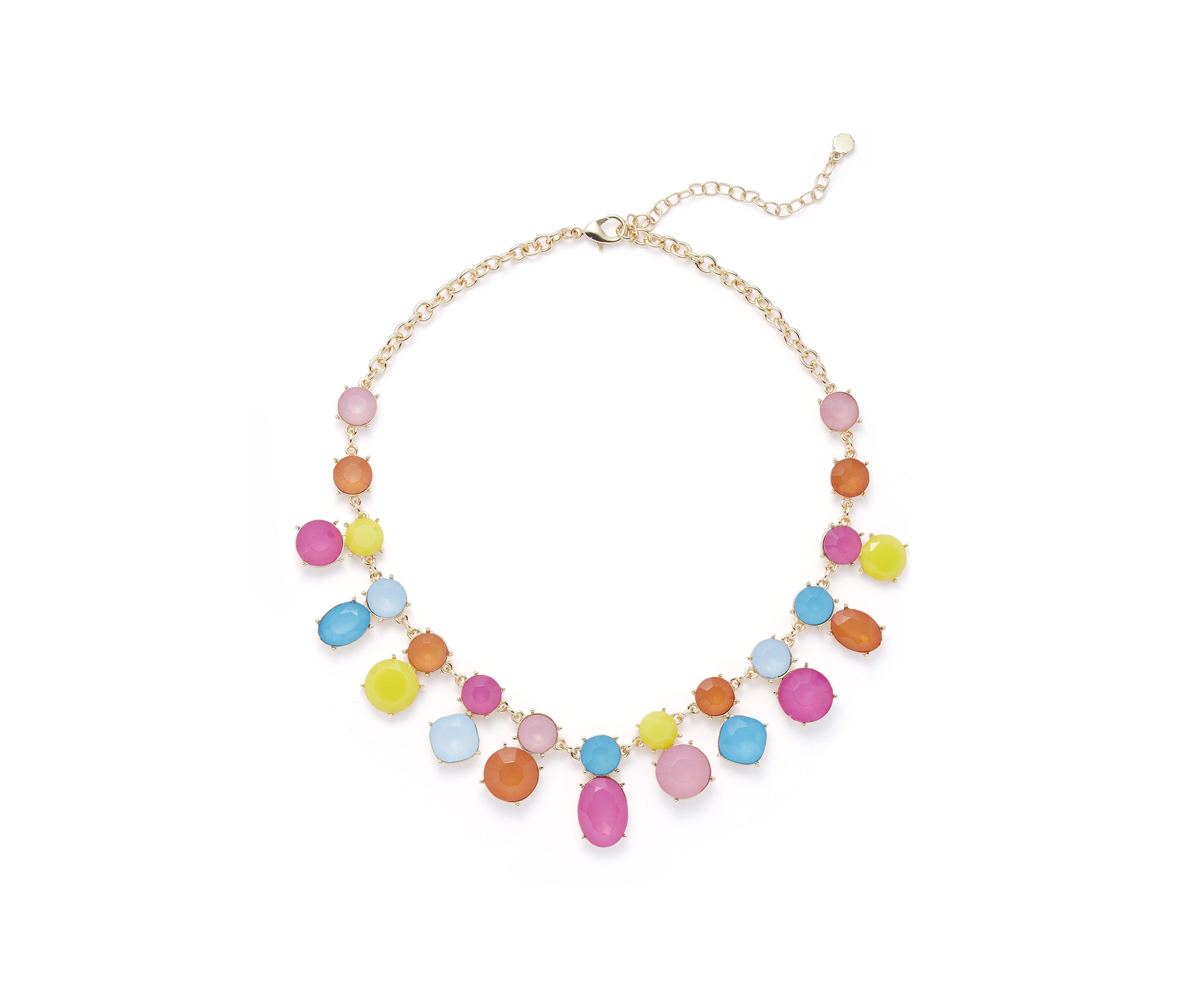 Gold Tone Multi Milky Frontal Necklace
