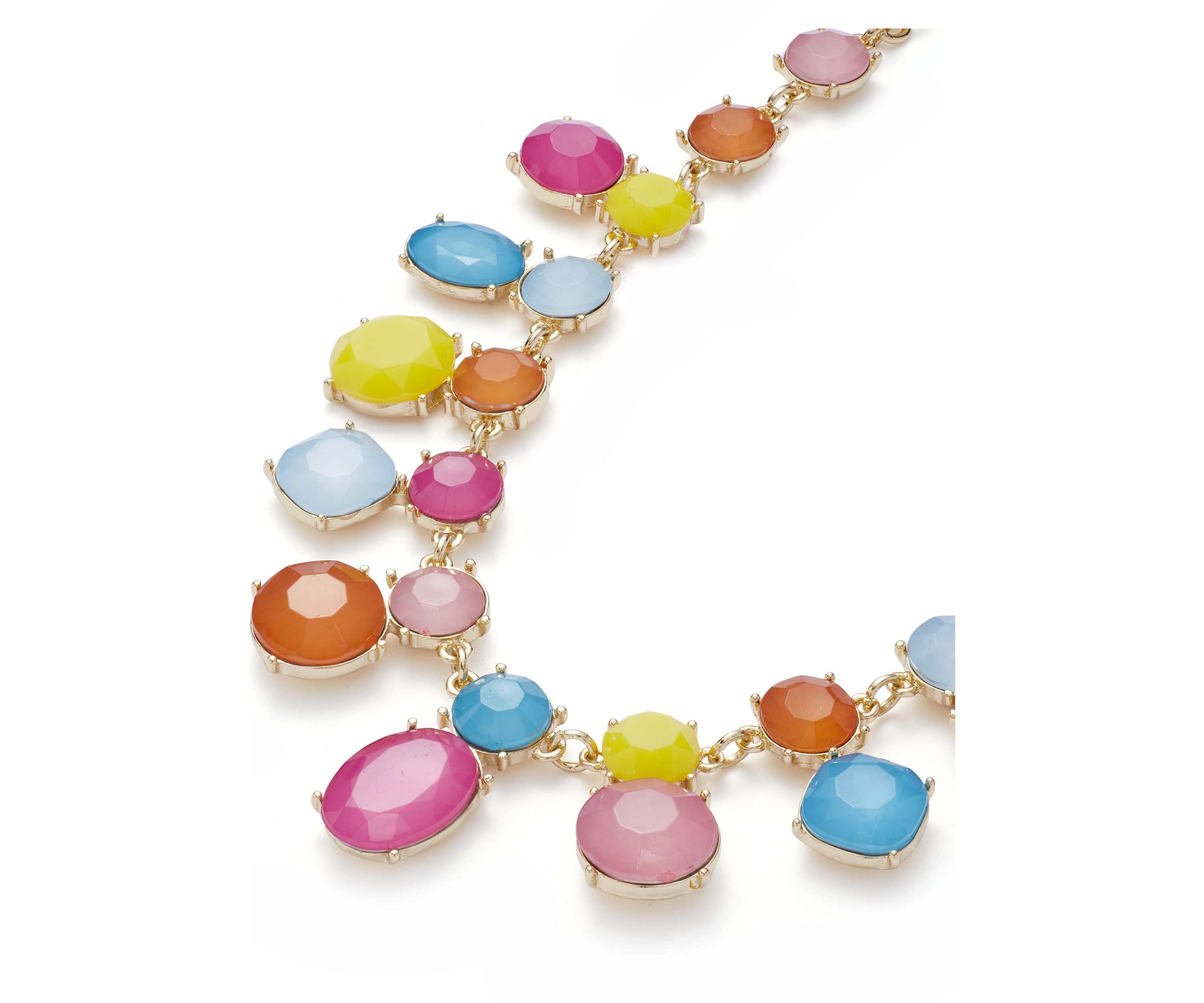 Gold Tone Multi Milky Frontal Necklace
