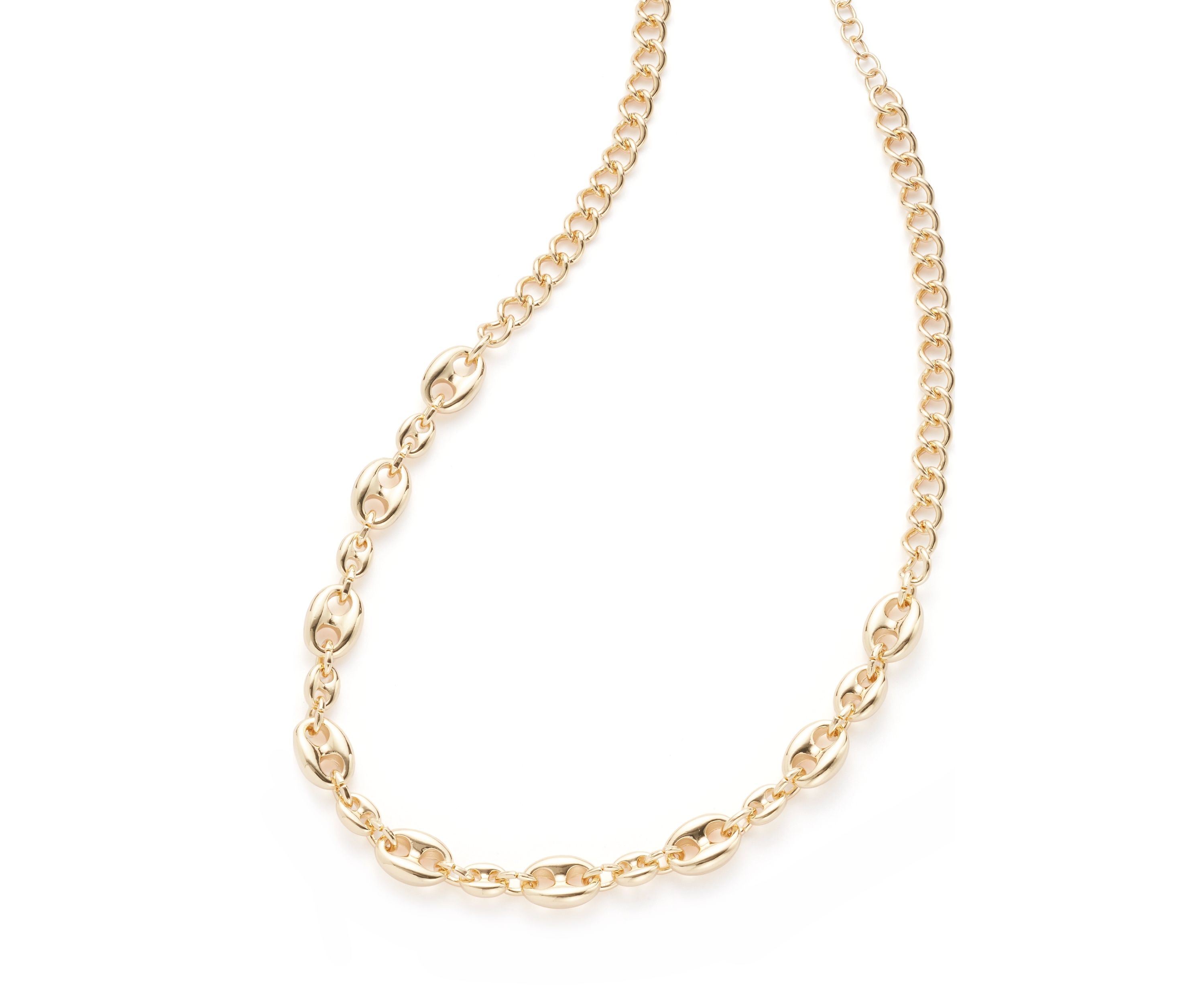 Gold Tone Half Mariner Link Collar Necklace