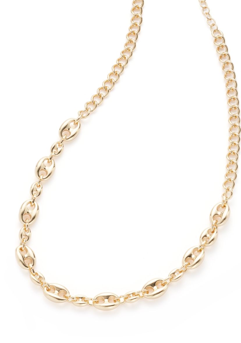 Gold Tone Half Mariner Link Collar Necklace