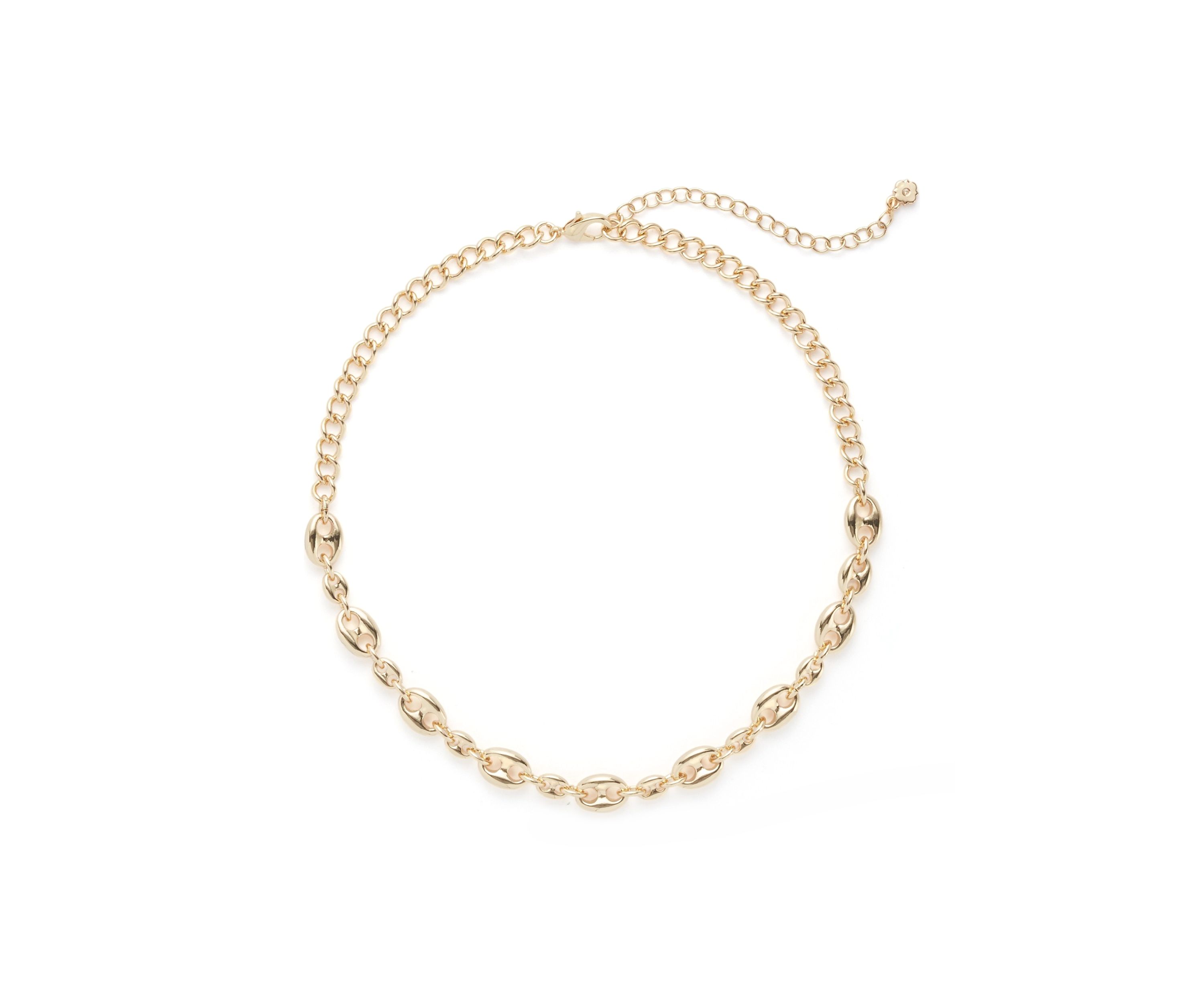 Gold Tone Half Mariner Link Collar Necklace